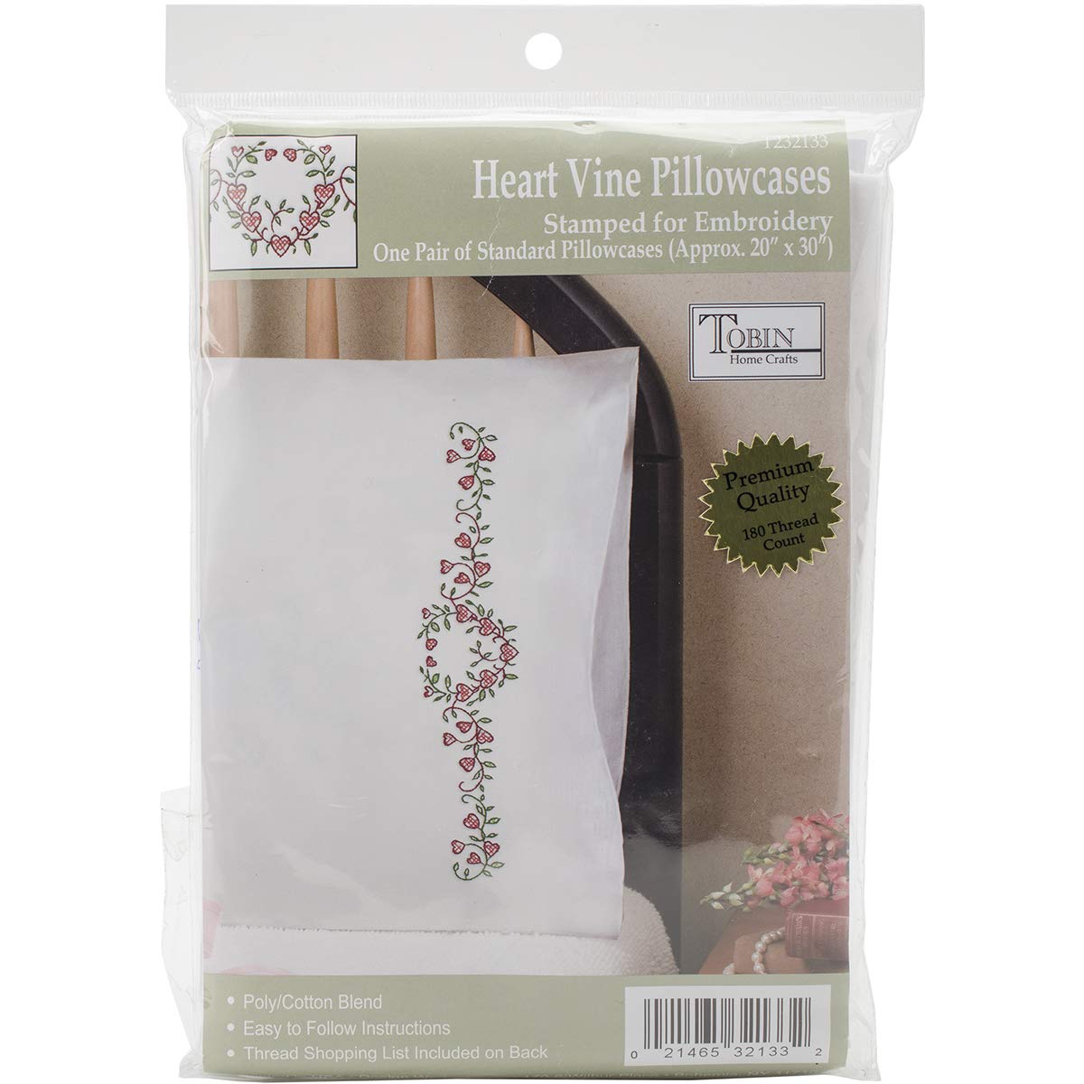 Tobin Heart Vine Embroidered Pillowcases - Elegant Floral Design for Bedroom Decor, Perfect for Home, Wedding, and Gift Giving