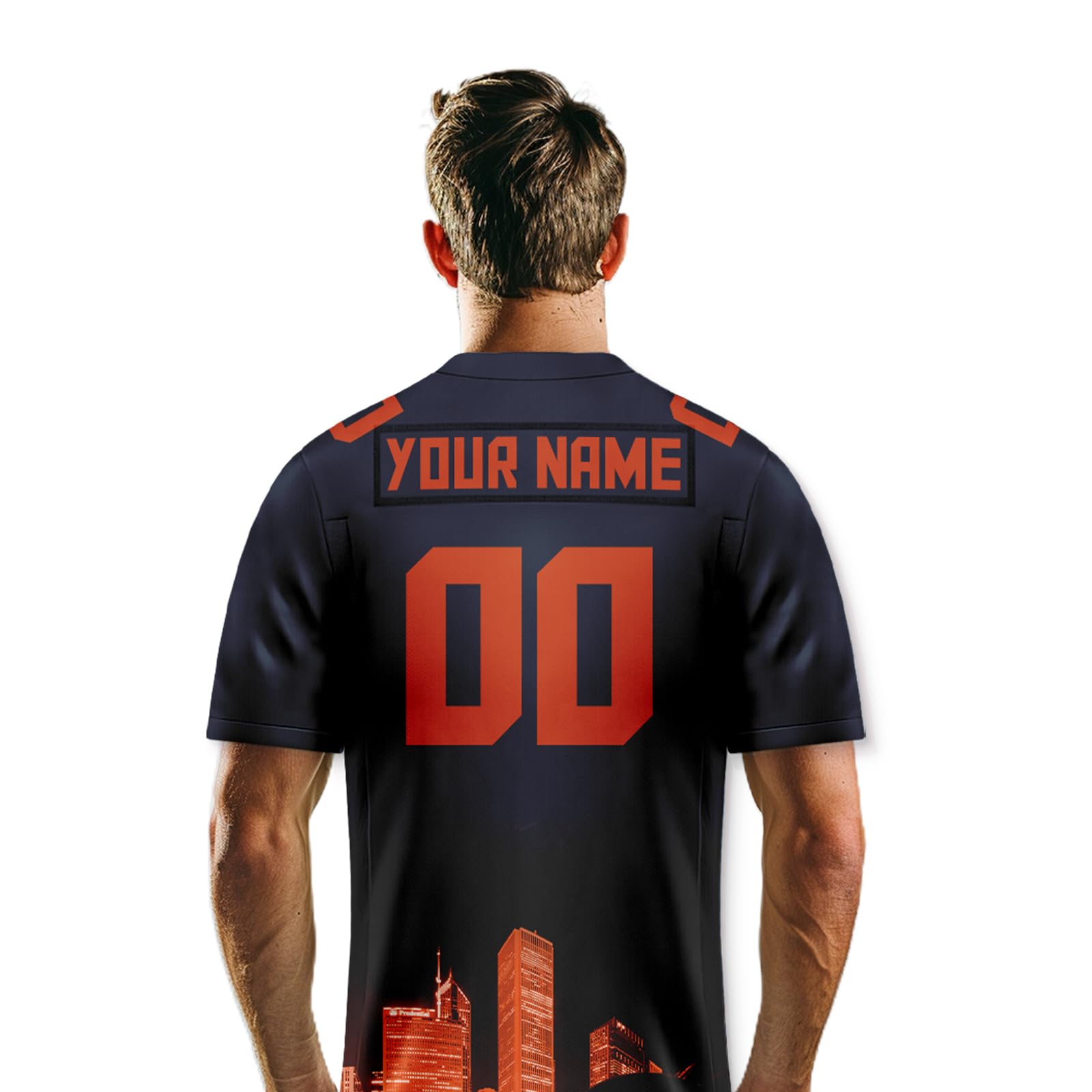 Custom Personalized Football Jersey with City Night Skyline Design - Men Women Youth Name & Number Jersey - Perfect for Game Day, Fan Gifts & Sports Fashion (Ideal for NFL, College Football & Tailgate Parties)