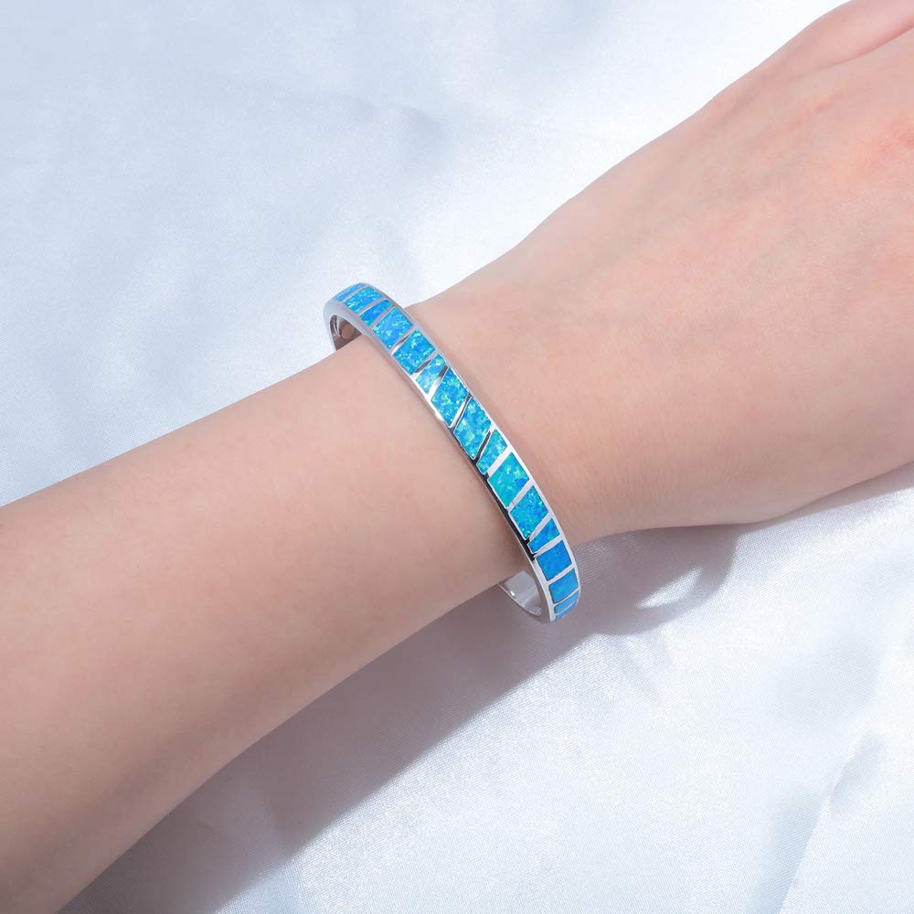 CiNily Women's Gold Plated Opal Cuff Bracelet - Hypoallergenic Gemstone Open Bangle for Ladies | Elegant Jewelry Gift for Birthday, Anniversary & Special Occasions