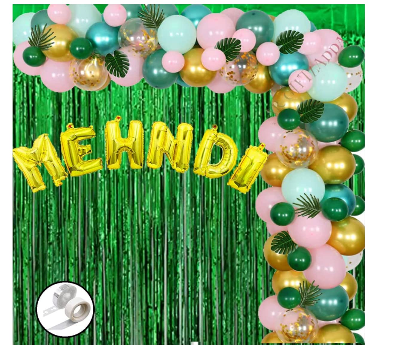 Mehndi Balloon Arch Decoration Kit - Bridal Shower, Bachelorette Party, Hen Night & Indian Wedding Decor (Mehndi Combo 1) | Perfect for Mehndi Ceremony, Haldi Function & Bride-to-Be Theme Parties