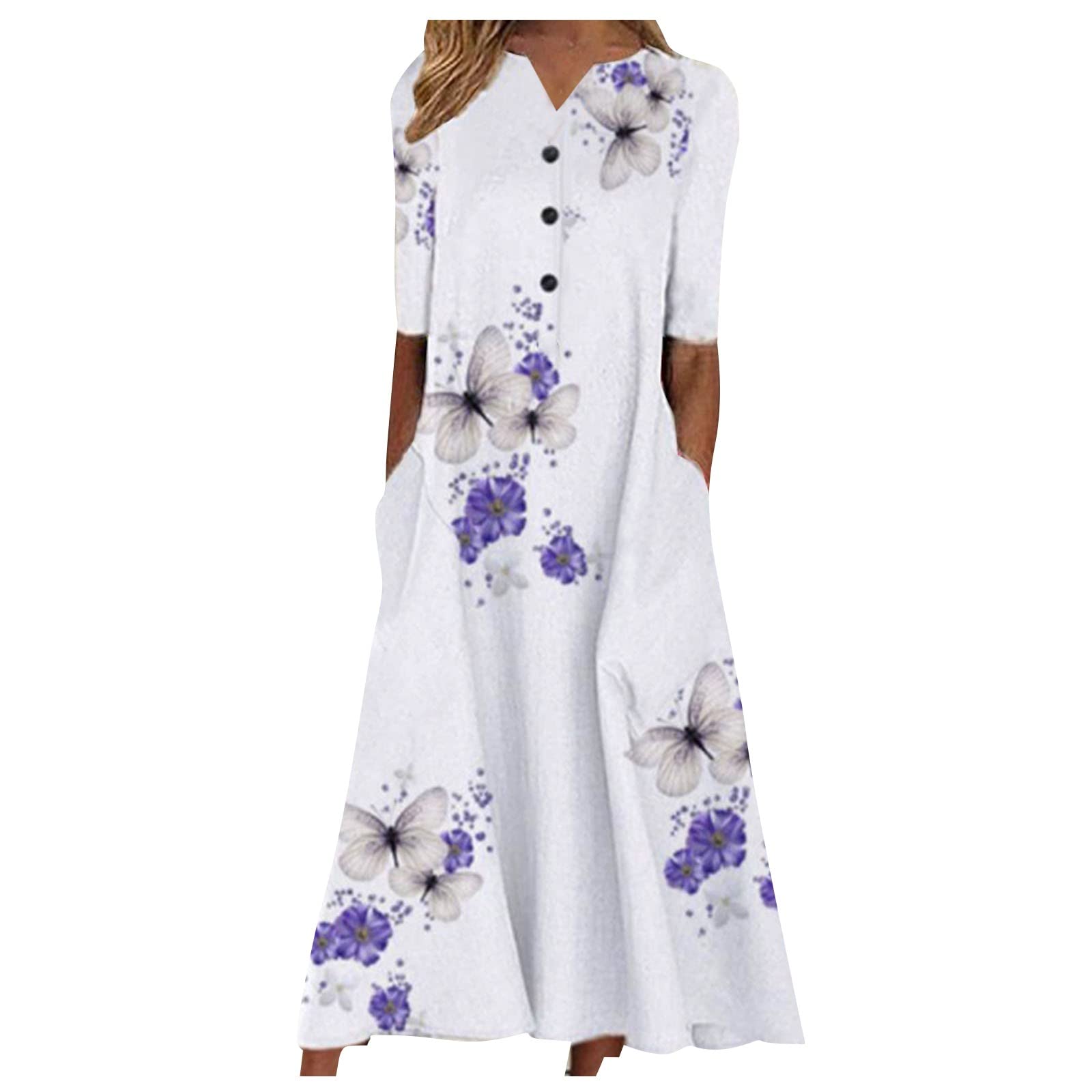 Women's Summer Casual Cocktail Dress - V-Neck Short Sleeve Loose Fit Mini Dress for Party, Date Night & Vacation | Trendy 2022 Fashion