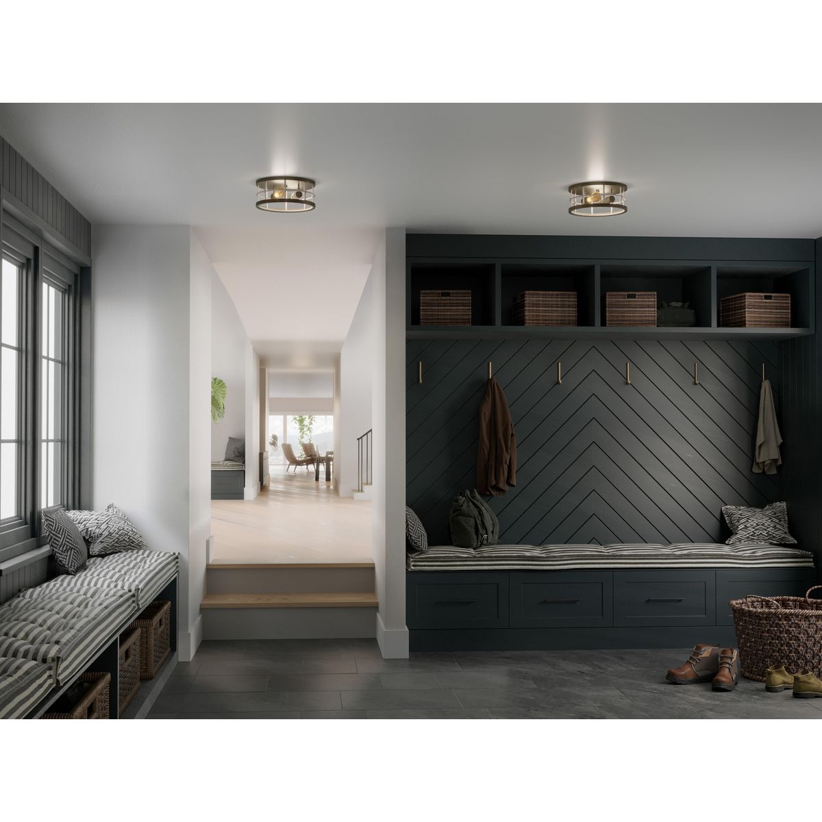 Lattimore Collection 13-inch Two Light Flush Mount Ceiling Fixture - Modern Lighting for Bedroom, Hallway & Entryway