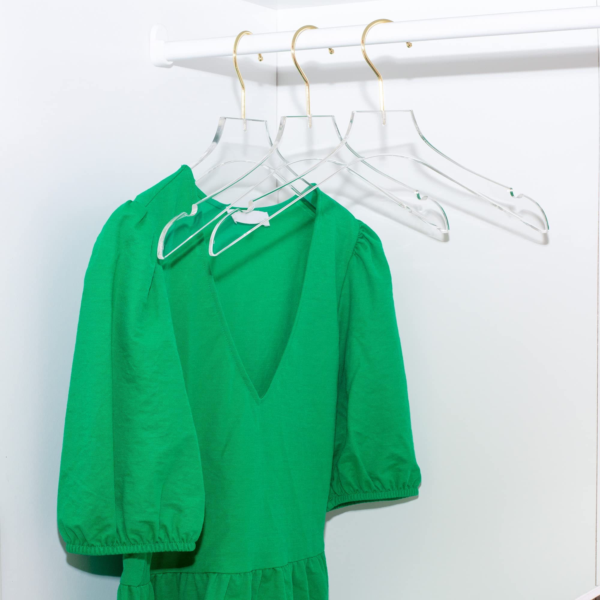 Premium Clear Acrylic Clothes Hangers with Gold Hooks - 17