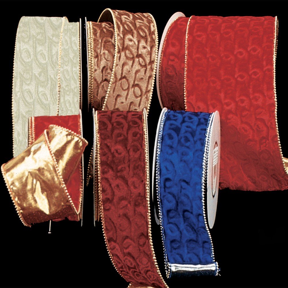 Premium Gold Backed Red Velvet Ribbon with Pearl Edge - 3 Inch x 20 Yards Wired Craft Ribbon for Gift Wrapping, Wedding Decorations & DIY Projects