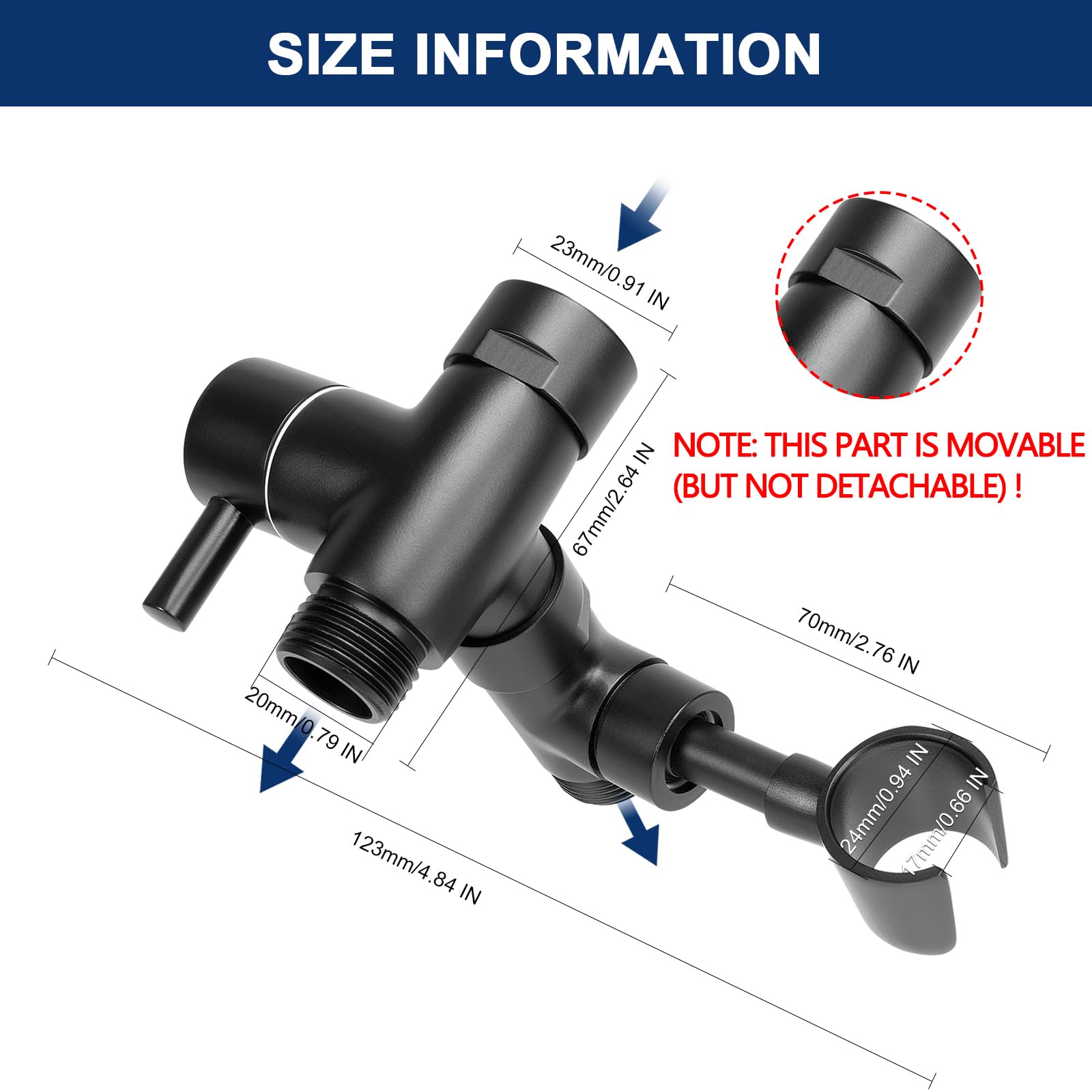NearMoon All Metal 3-Way Shower Diverter Valve - G1/2 Thread Universal Bathroom Shower System Replacement Part with Handheld Shower Mount - Matte Black - Perfect for Dual Shower Head Setup in Home Bathroom Renovation