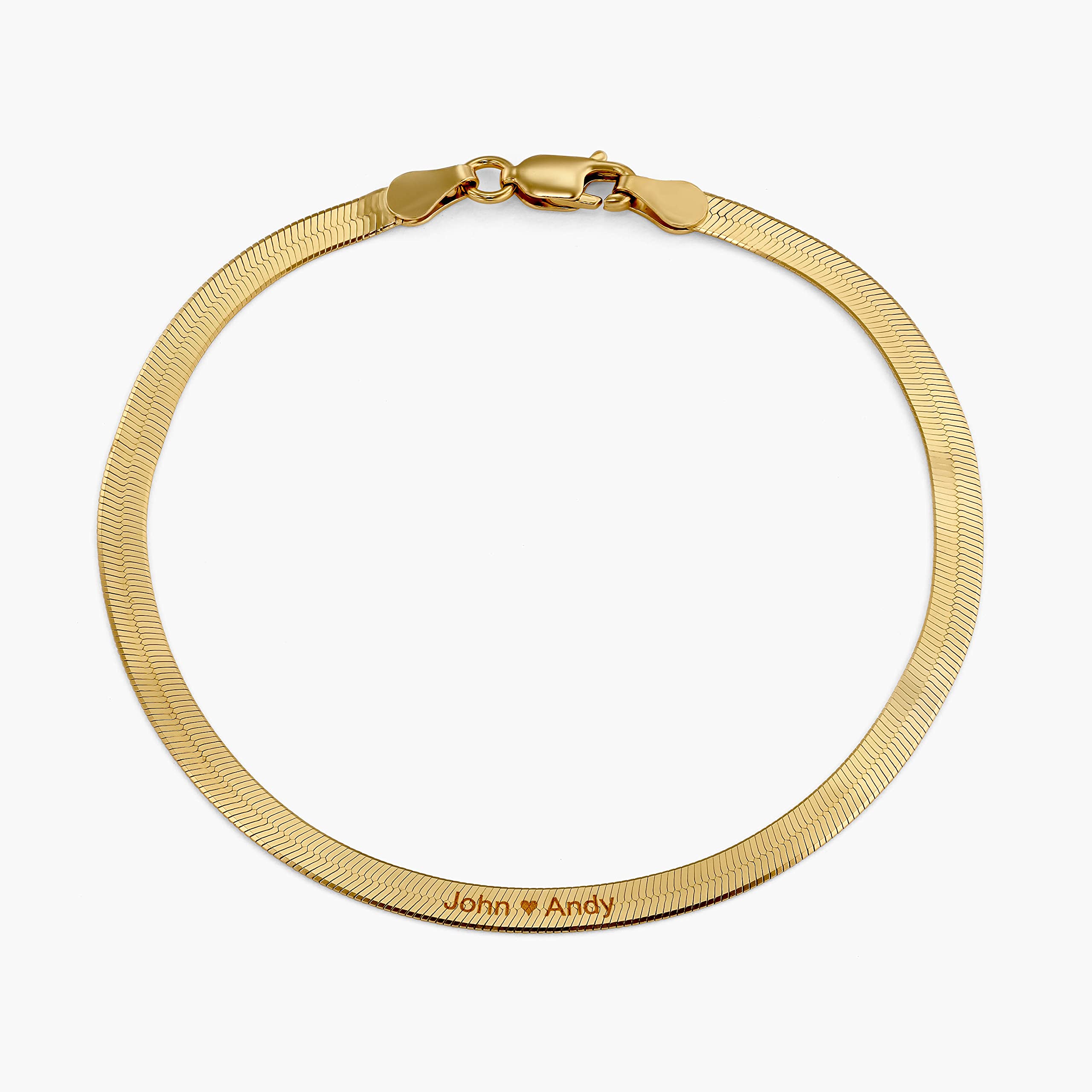 OAK & LUNA - Personalized Slim & Wide Herringbone Bracelet with Custom Engravings - Elegant Women's Jewelry Gift for Christmas, Mother's Day, Birthday - Perfect for Everyday Wear, Date Nights & Special Occasions