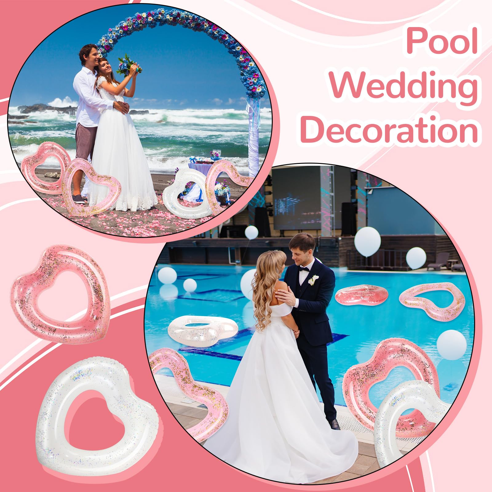 6 Pcs Heart Pool Floats, 43