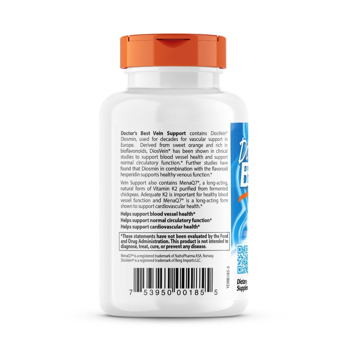 Doctor's Best Vein Support Supplement with DiosVein & MenaQ7 - 60 Vegetarian Capsules for Circulation & Leg Health - Supports Healthy Blood Flow for Active Lifestyles & Long Sitting Hours