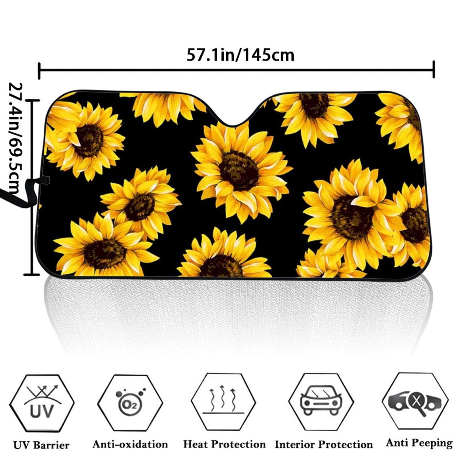 FOR U DESIGNS Sunflower Printed Car Windshield Sun Shade - UV Protection & Heat Blocking Sun Visor Protector | Keep Your Vehicle Cool in Summer Parking