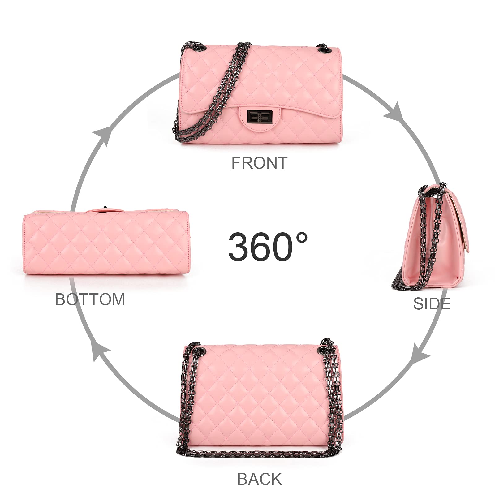 Gladdon Quilted Crossbody Purse for Women - Fashionable Shoulder Bag with Chain Strap | Designer Handbag for Daily Use, Shopping & Date Nights