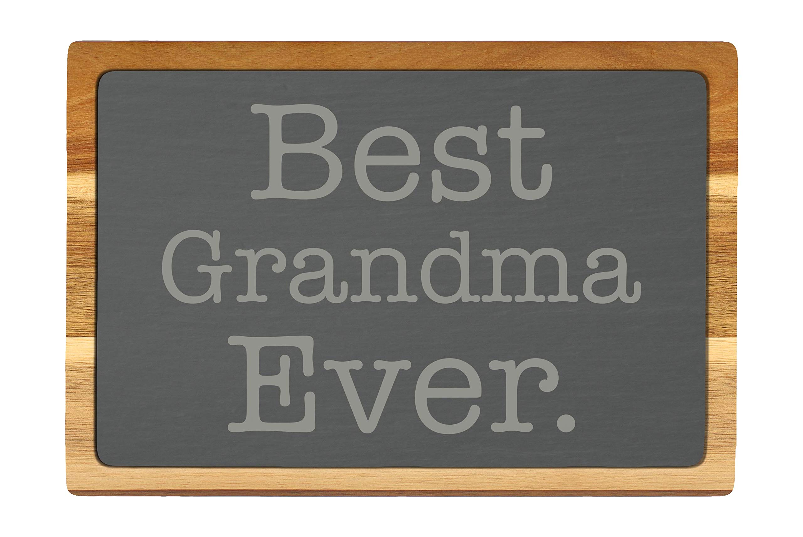 Rustic Kitchen Decor - Best Grandma Ever Rectangle Slate Cutting Board with Handle | Durable Wooden Charcuterie Cheese Board for Serving, Entertaining & Home Decor | Perfect for BBQ, Picnics & Holiday Gifts