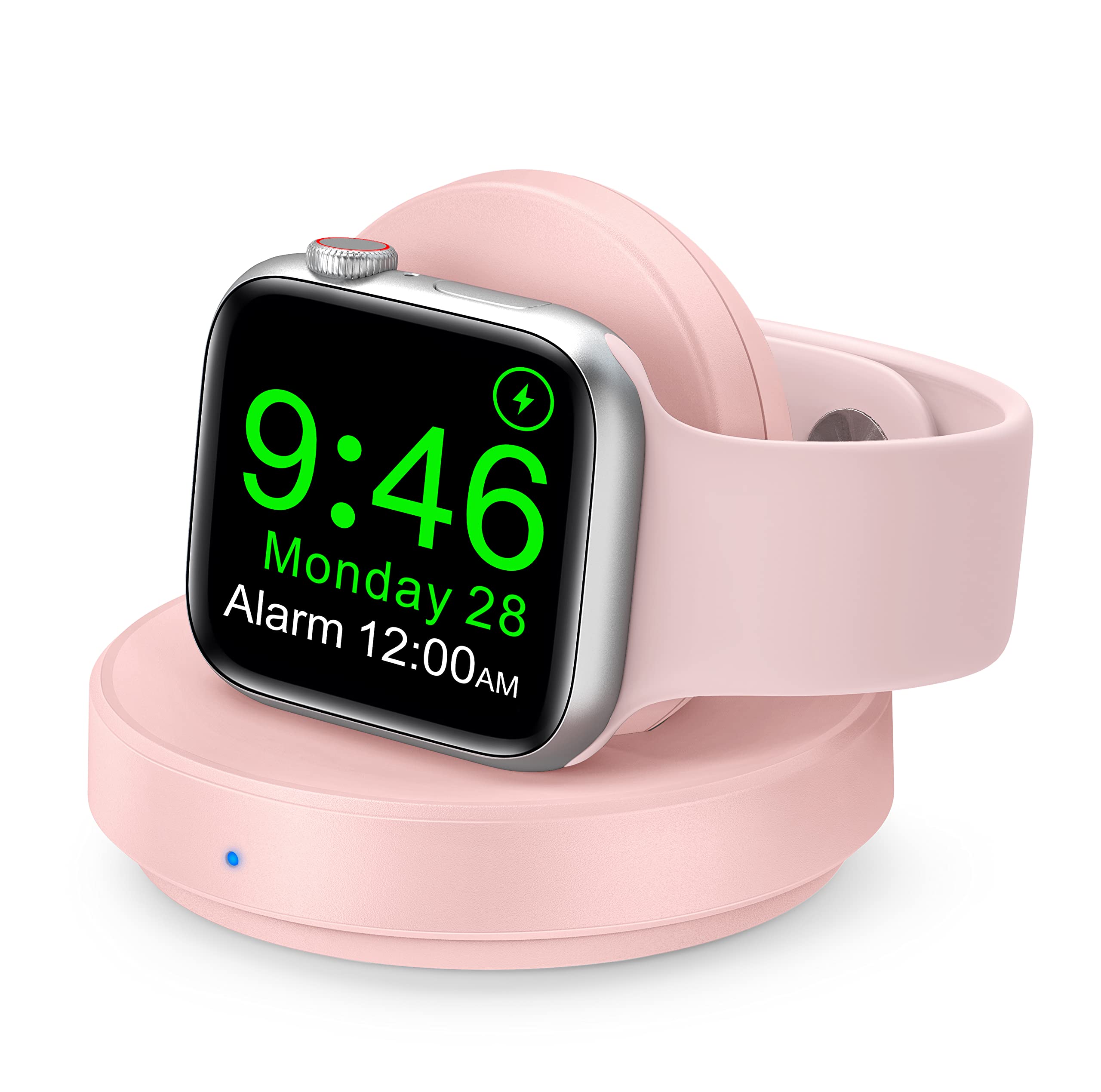 Apple Watch Charger Stand - Magnetic Wireless Charging Dock Compatible with iWatch Series Ultra/10/9/8/7/SE/6/5/4/3/2, Portable Watch Charger with Cable - Pink | Perfect for Nightstand, Office Desk & Travel Use
