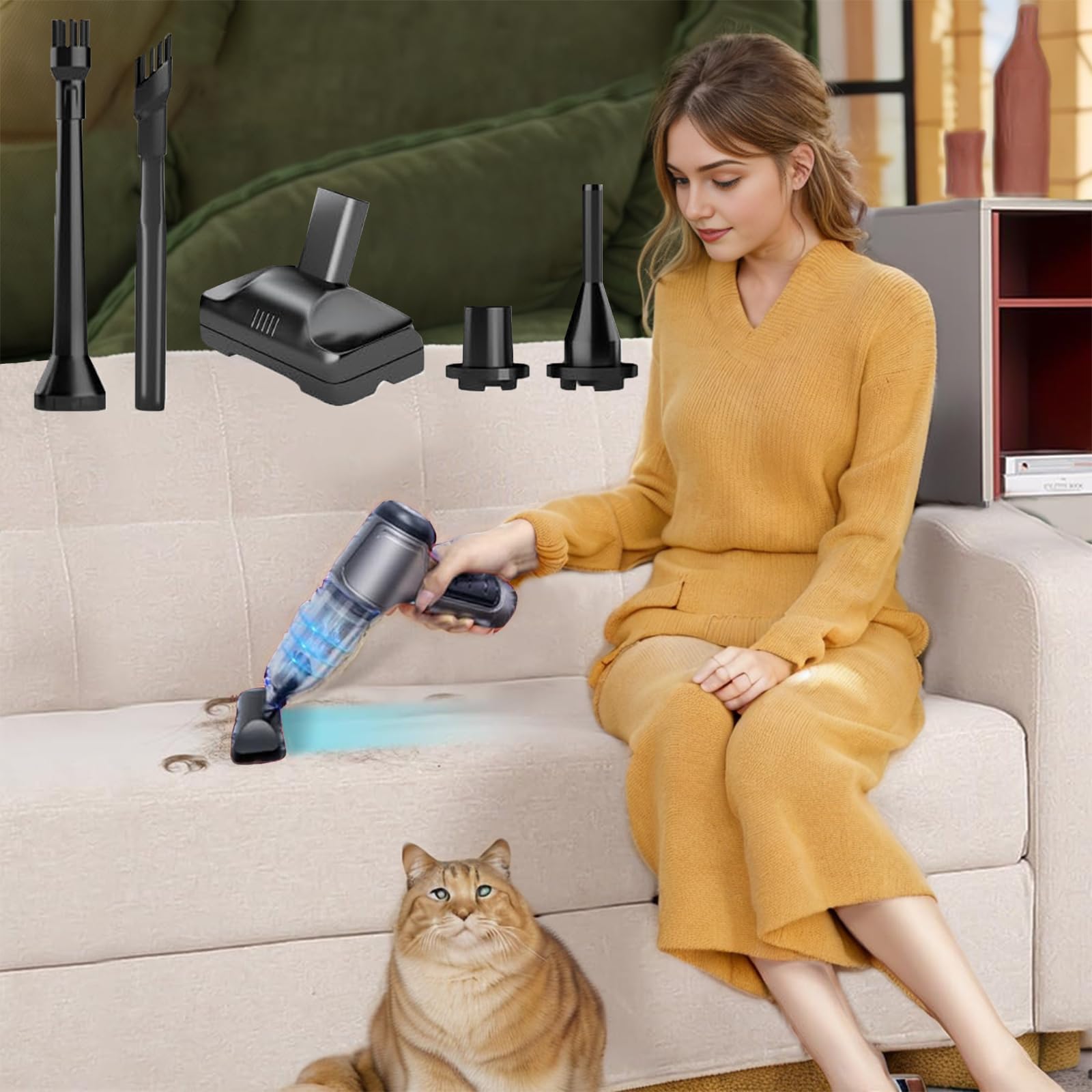 Airify™ Pro Vac V2 Cordless Handheld Vacuum Cleaner - Powerful Portable Car & Home Vacuum with Air Blower Function - Lightweight Mini Vac for Car Detailing, Pet Hair, Dust Cleaning (Gray) - Perfect for Cars, Home, Office & Travel Use