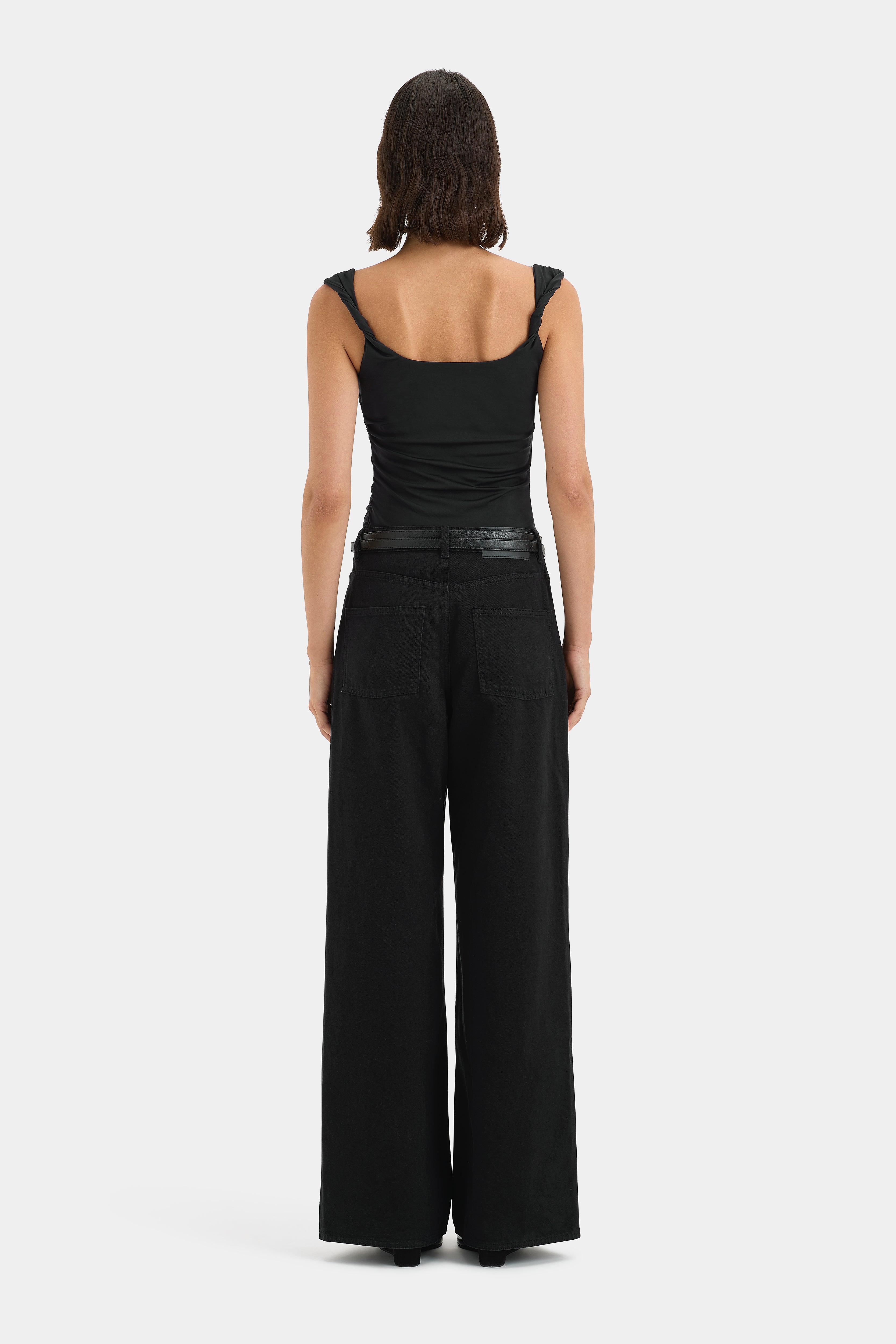 Elm Twist Tank Top for Women - Black Stretchy Slim Fit Camisole - Perfect for Yoga, Workout & Casual Wear