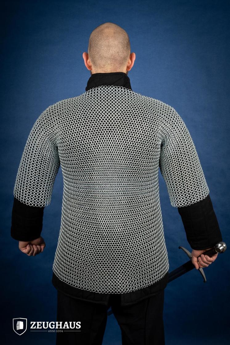 Chainmail Haubergeon with 10mm Galvanized Round Rings - Medieval Armor for LARP, Cosplay & Renaissance Fairs | Durable Metal Mesh Shirt for Historical Reenactments