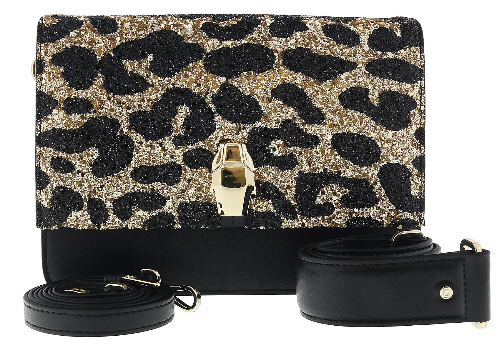 Roberto Cavalli Class Milano RMX 00 Light Gold & Black Large Shoulder Bag for Women | Luxury Designer Handbag for Work, Travel & Evening Events