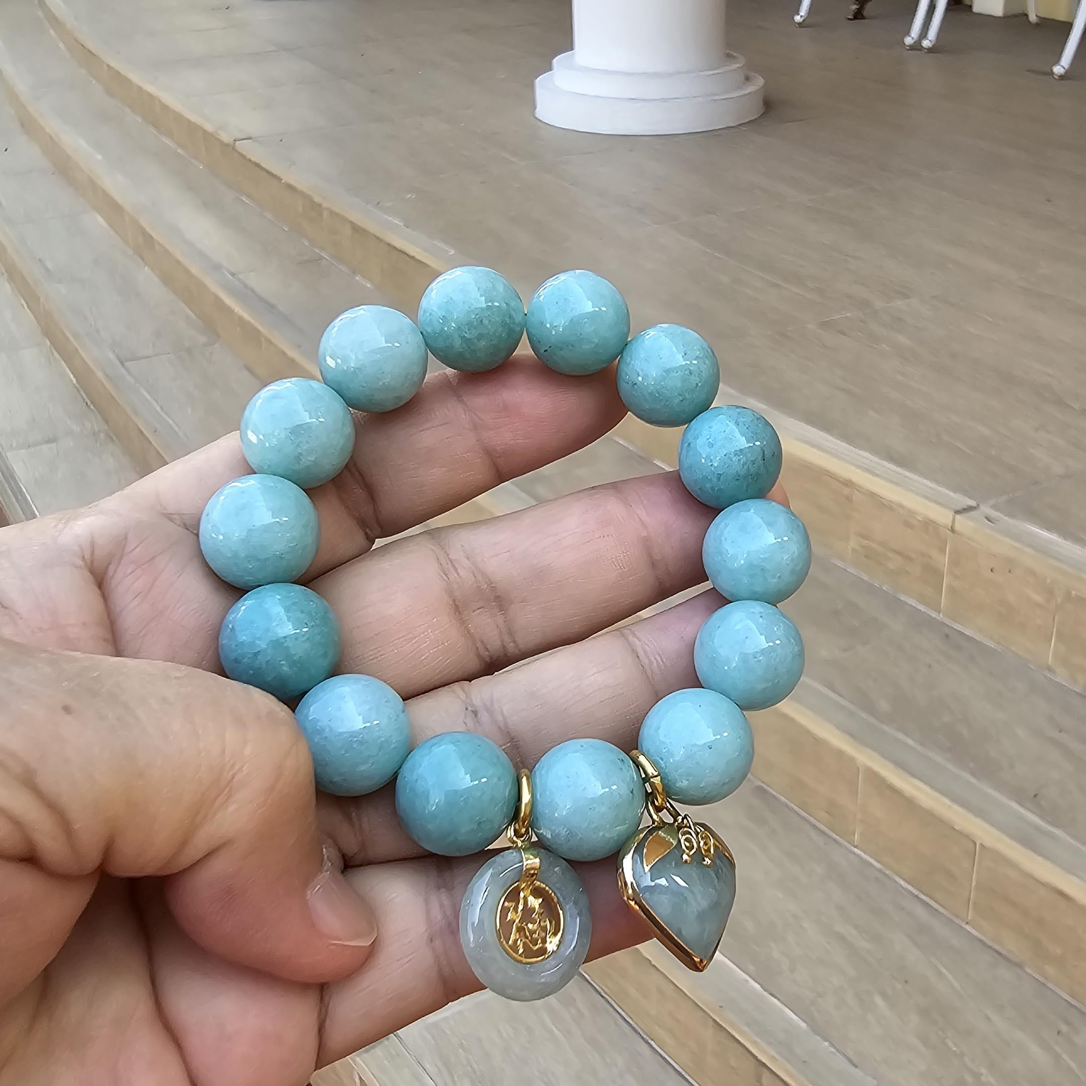 Natural Green Jade Bracelet for Women - Real Jade Bangle with Healing Energy, Lucky Heart Coin & Money Charm - Perfect for Meditation, Gifts & Spiritual Wellness