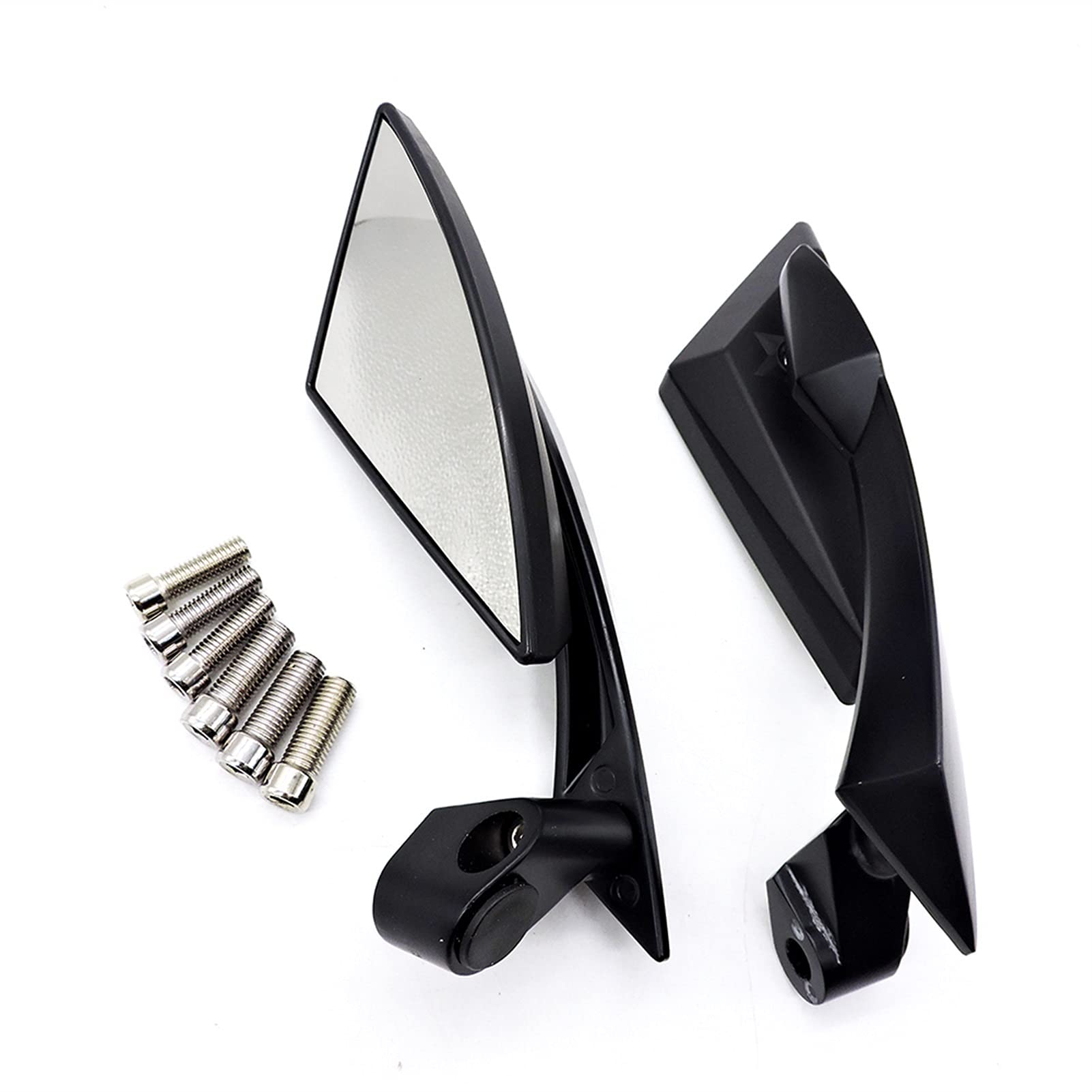 Universal 2-Piece Aluminum Alloy Motorcycle Rearview Mirrors - CNC Machined Triangle Side Mirrors for Harley, Honda, Yamaha & More - Perfect for Cruisers, Touring Bikes & Street Motorcycles