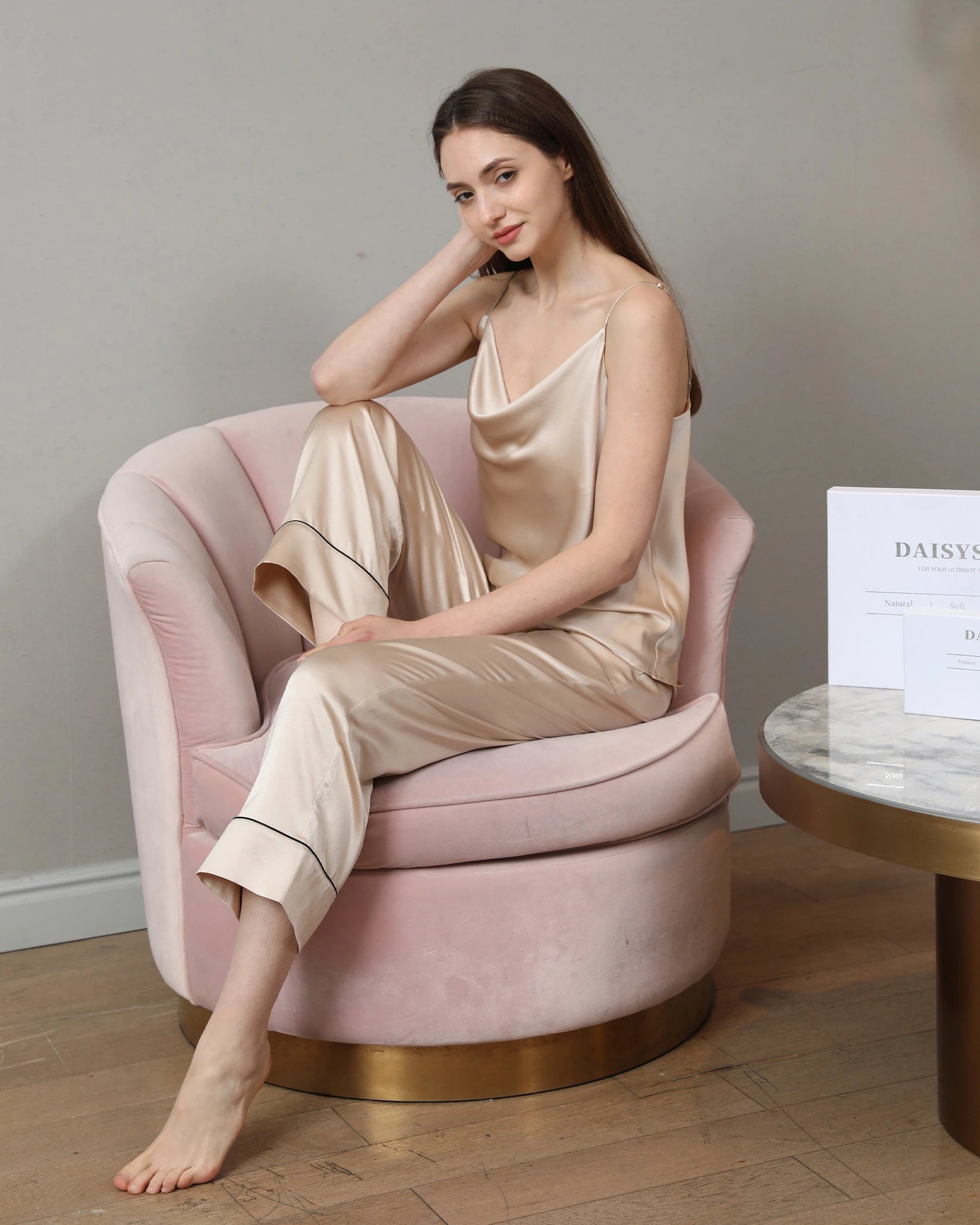 Luxury Cowl Neck Camisole Silk Pajama Set for Women - Soft & Comfortable Sleepwear - Perfect for Nighttime Relaxation, Loungewear & Romantic Occasions