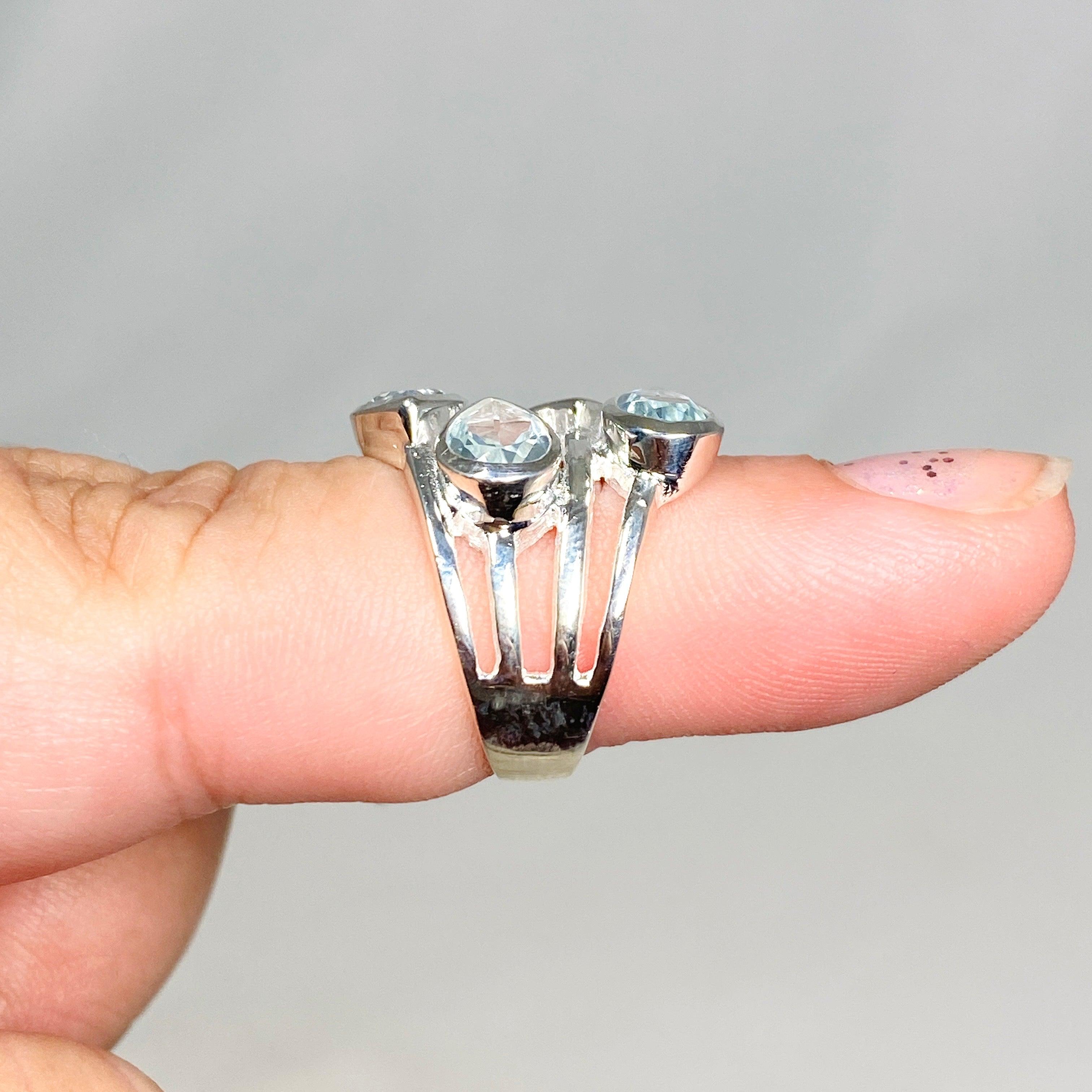 Blue Topaz Multi-Stone Faceted Teardrop Ring R3815 | Elegant Jewelry for Women | Perfect for Weddings, Parties & Special Occasions