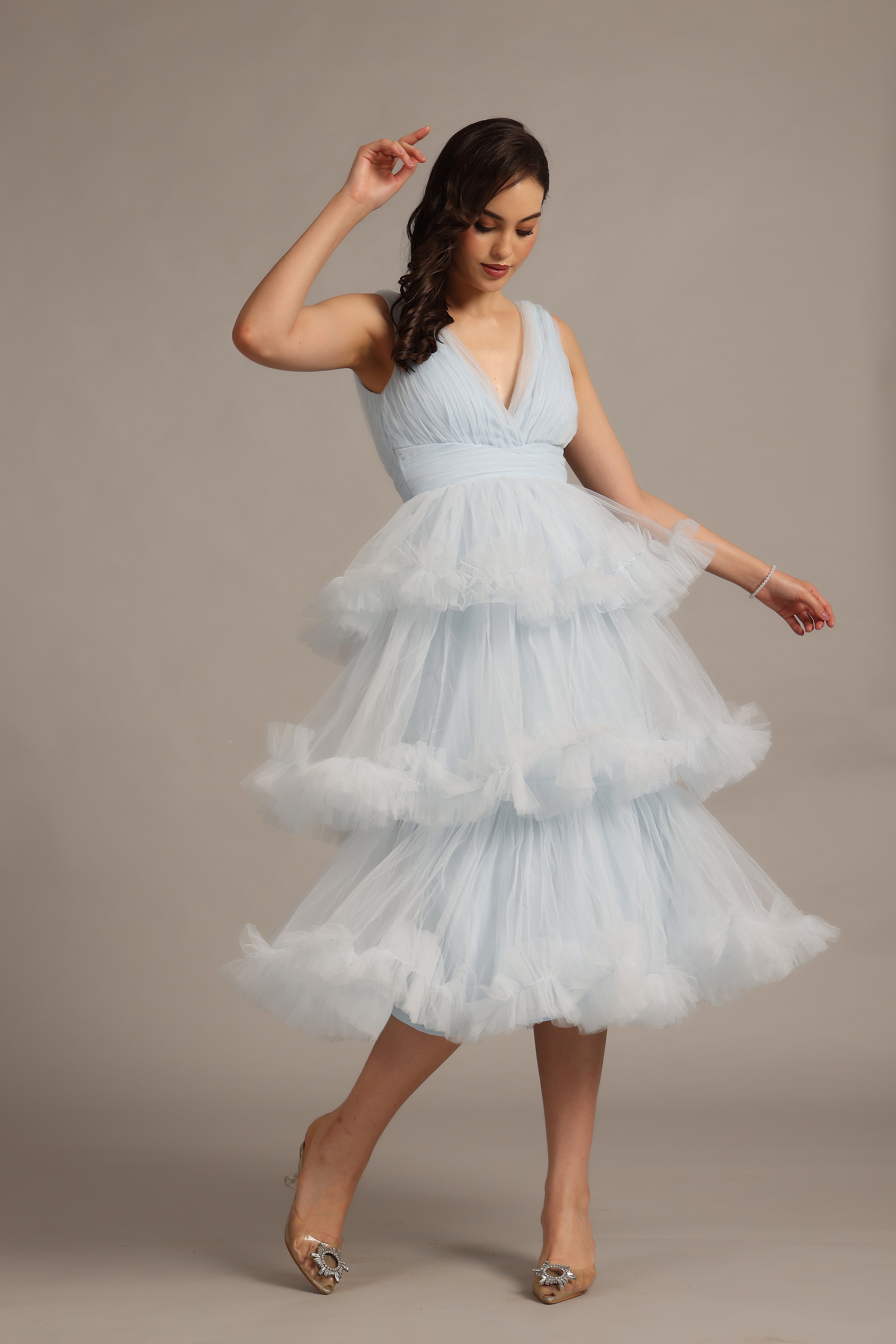 Neddin Midaxi Dress in Powder Blue - Elegant Casual Wear for Women, Perfect for Parties, Dates & Office Outfits