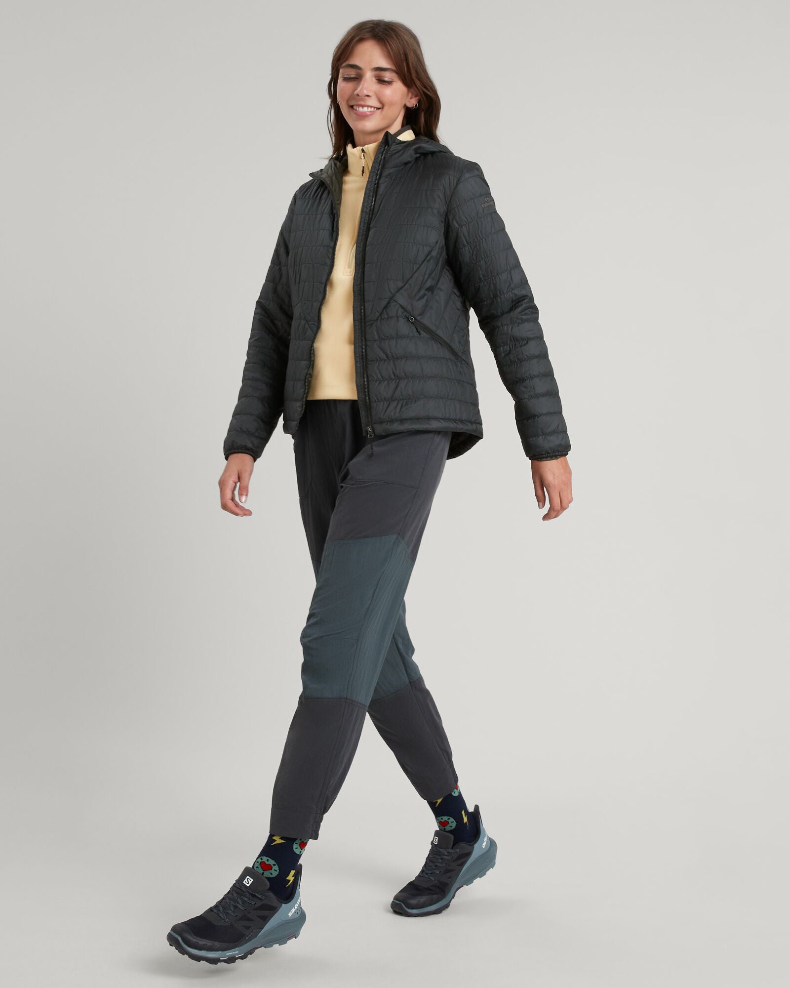 Heli R Women's novaLOFT Hooded Jacket - Lightweight Waterproof Winter Coat for Outdoor Activities (Black Stingray) | Perfect for Hiking, Camping & Daily Wear