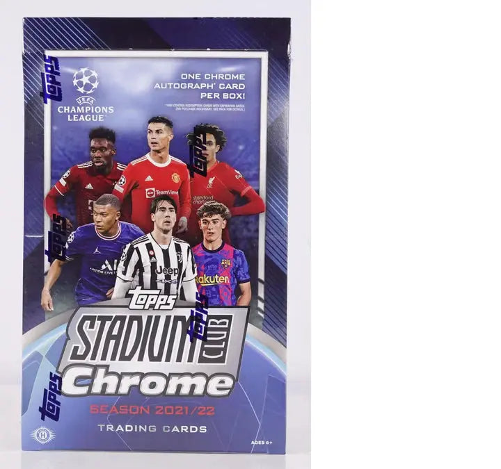 2021-22 Topps UEFA Champions League Stadium Club Chrome Soccer Hobby Box - Collectible Soccer Trading Cards for Fans & Investors - Perfect for Card Collecting, Gifts, and Fantasy Sports
