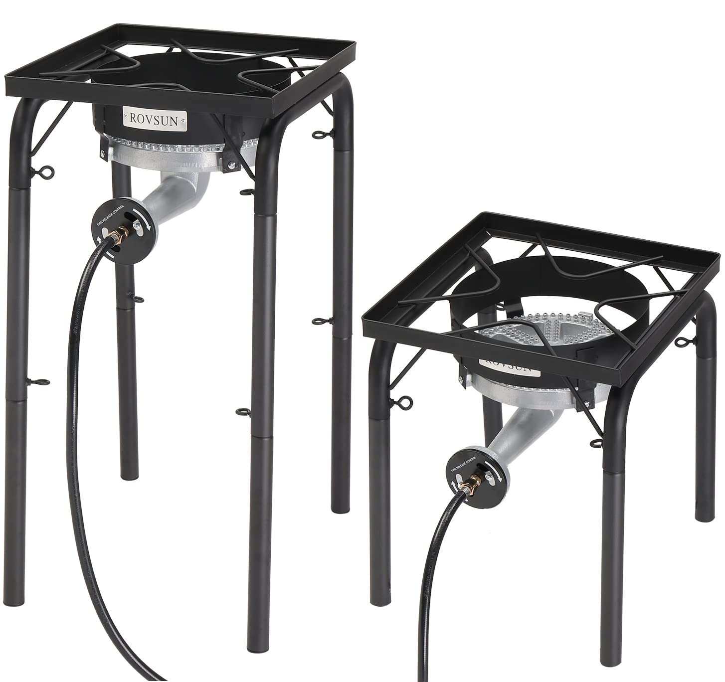 ROVSUN 200,000 BTU High-Pressure Propane Burner - Adjustable Height Portable Gas Stove with 20psi Regulator for Outdoor Cooking, Camping, Home Brewing, Turkey Frying & Maple Syrup Boiling | Perfect for Backyard BBQs, Tailgating & Emergency Preparedness