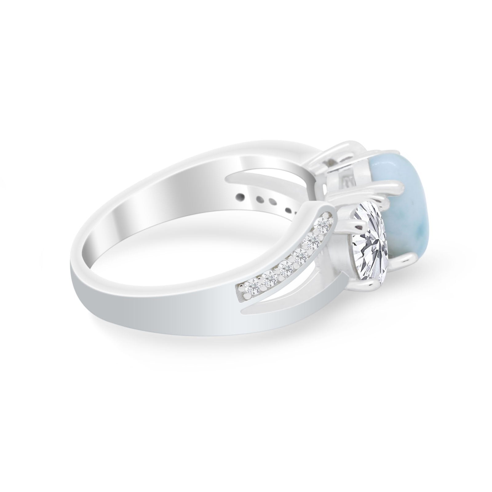 3 Stone Oval Wedding Ring - 925 Sterling Silver Simulated Cubic Zirconia Bridal Set for Engagement, Anniversary & Special Occasions