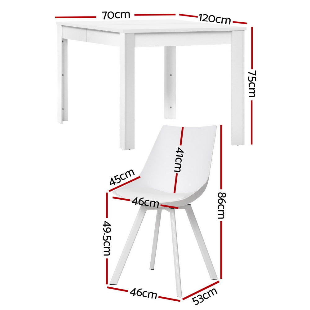 Artiss 5-Piece White Dining Table Set with 4 Chairs - Modern Rectangular Kitchen Table for Small Spaces, Breakfast Nook, Apartment Dining Room
