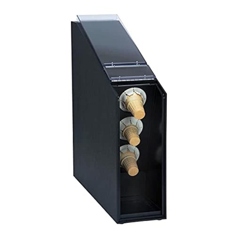 Dispense-Rite CTCD-3BT Commercial Countertop Ice Cream Cone Dispenser for Flat Bottom Cake Cones - Perfect for Ice Cream Shops, Bakeries, and Dessert Cafes