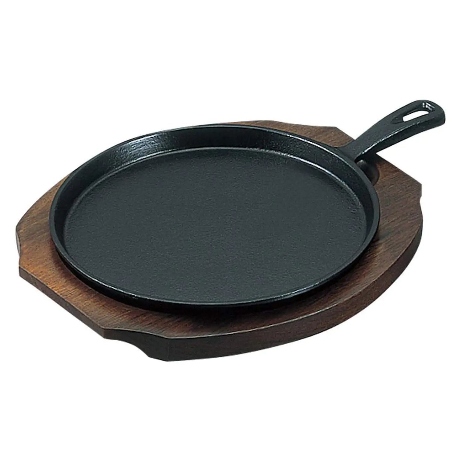 Premium Asahi Chuzo Cast Iron Sizzling Platter with Wooden Handle - Perfect for Steak, Fajitas & Sizzling Hot Dishes at Home or Restaurant