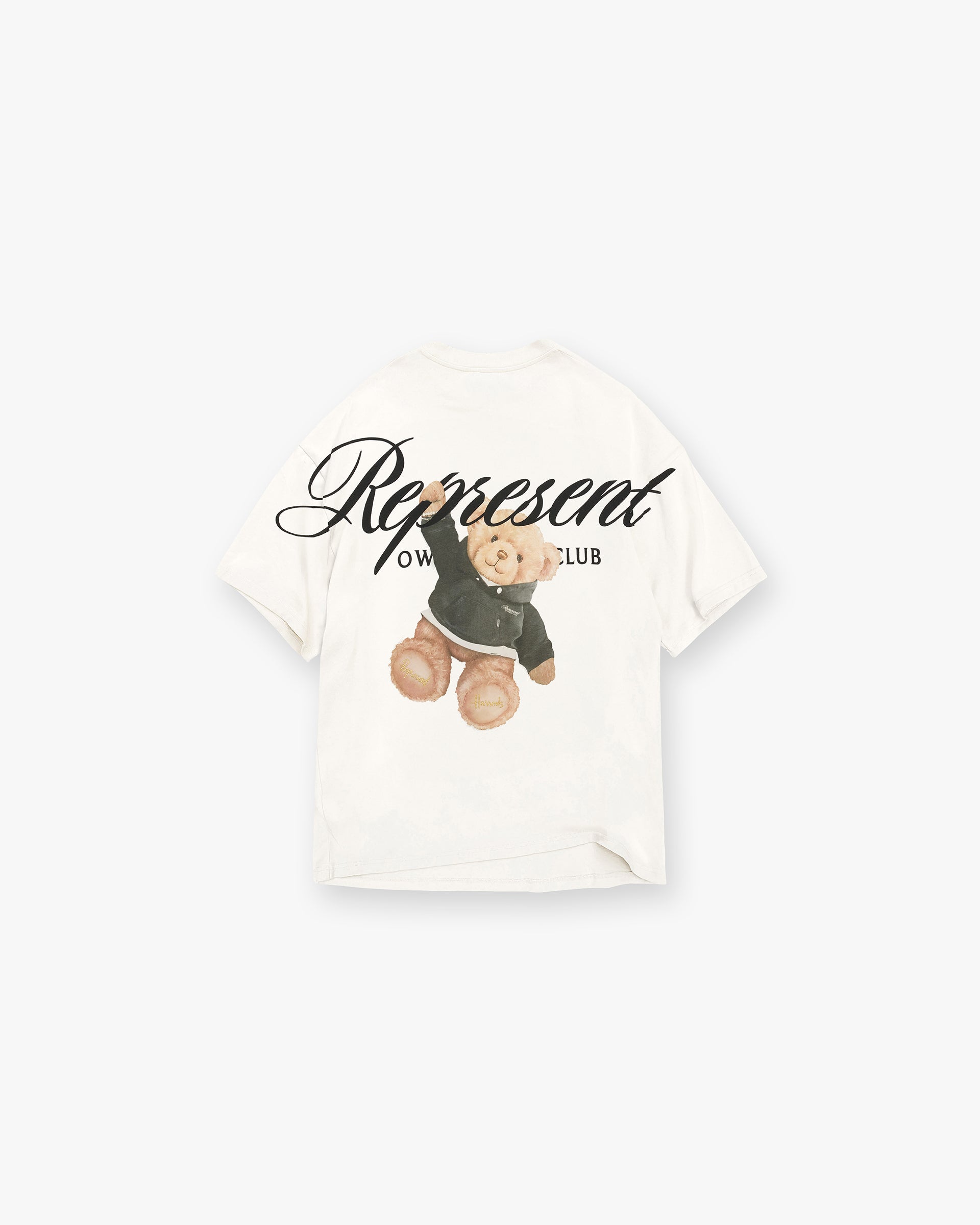 Represent X Harrods Bear Owners Club Graphic T-Shirt - Flat White | Casual Streetwear for Men & Women | Perfect for Everyday Wear & Outings