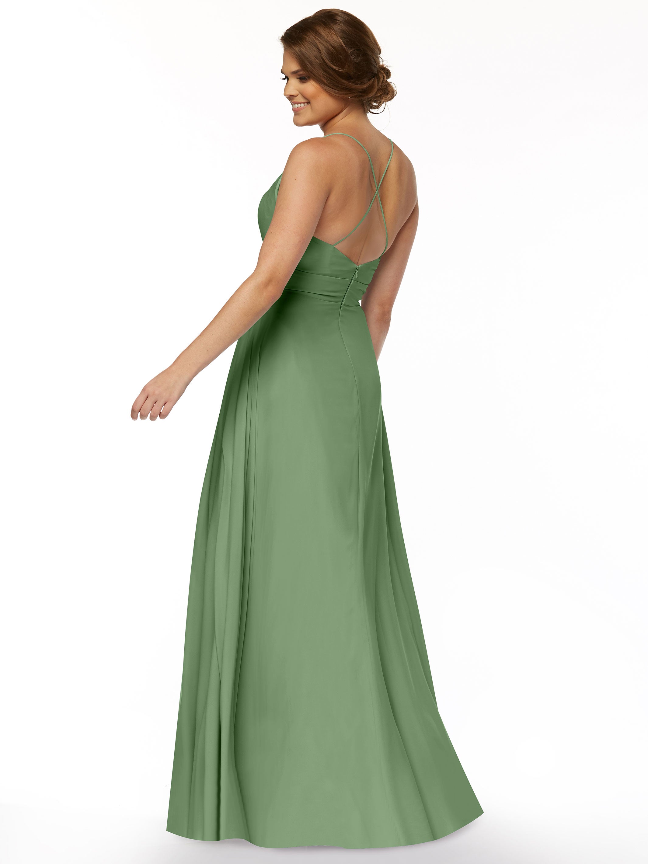 Elegant 83027 Stretch Chiffon A-Line Bridesmaid Dress with Pleats - Perfect for Weddings, Formal Events & Evening Parties