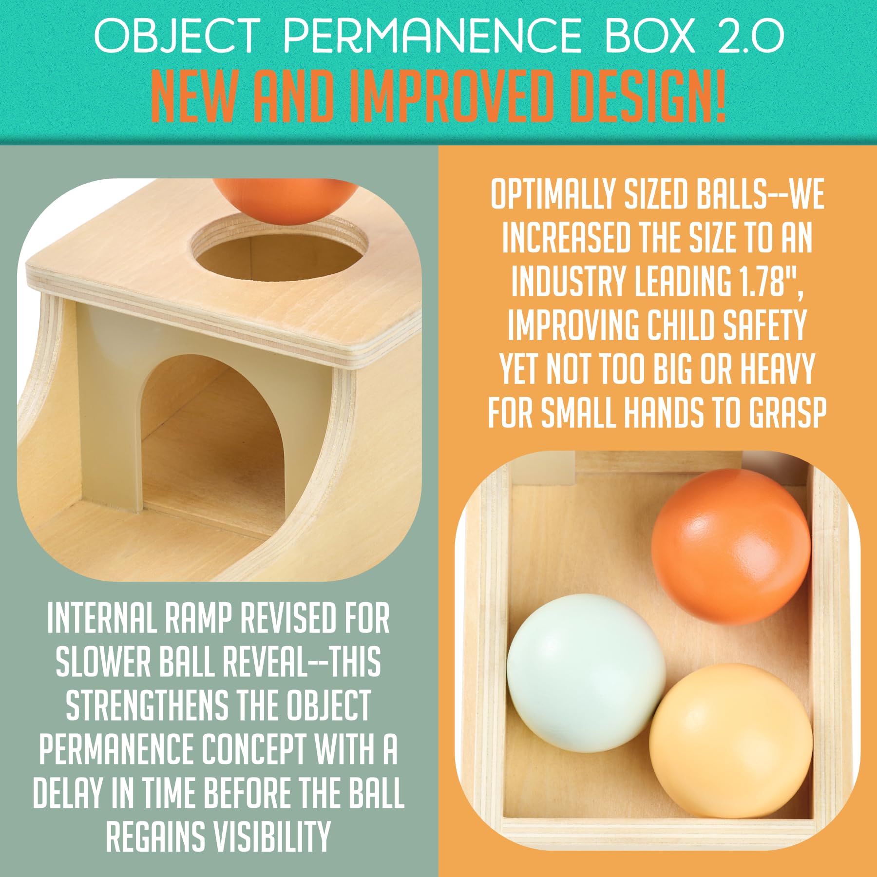 Montessori Object Permanence Box & Ball Drop Toy - Wooden Educational Toys for Babies 6-12 Months | Developmental Learning Toy for 1 Year Old Toddlers | Perfect for Montessori Home Schooling & Early Childhood Sensory Play