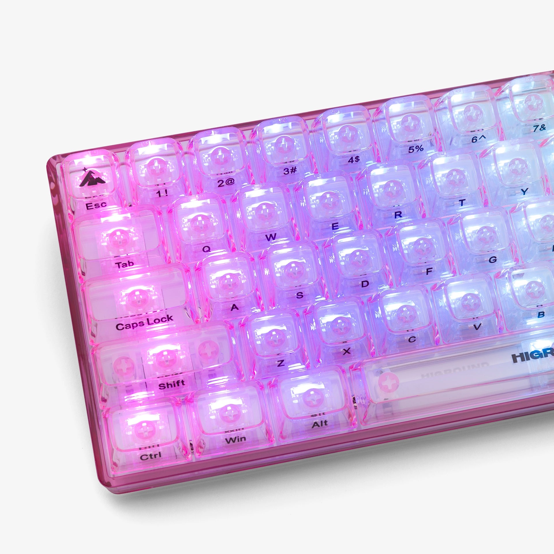 Clear Rose Quartz Basecamp 65 Mechanical Keyboard with Silent Glacier Switches - Compact 65% Layout for Gaming, Typing & Office Work