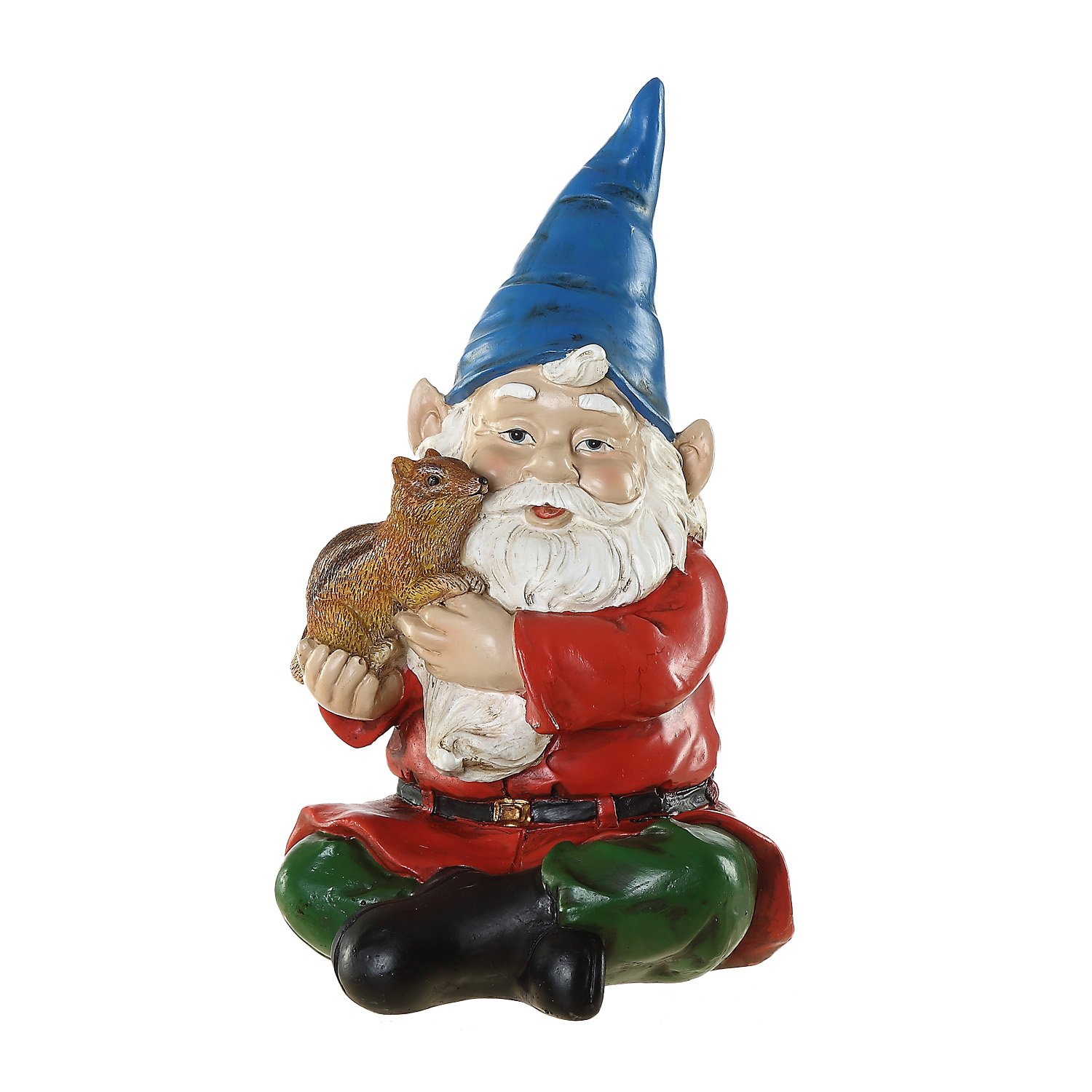 Garden Gnome Statue with Squirrel - Outdoor Resin Decor for Patio, Lawn & Garden - Weatherproof Yard Ornament for Home & Garden Decoration (Perfect for Fairy Gardens, Backyard Displays & Landscape Accents)