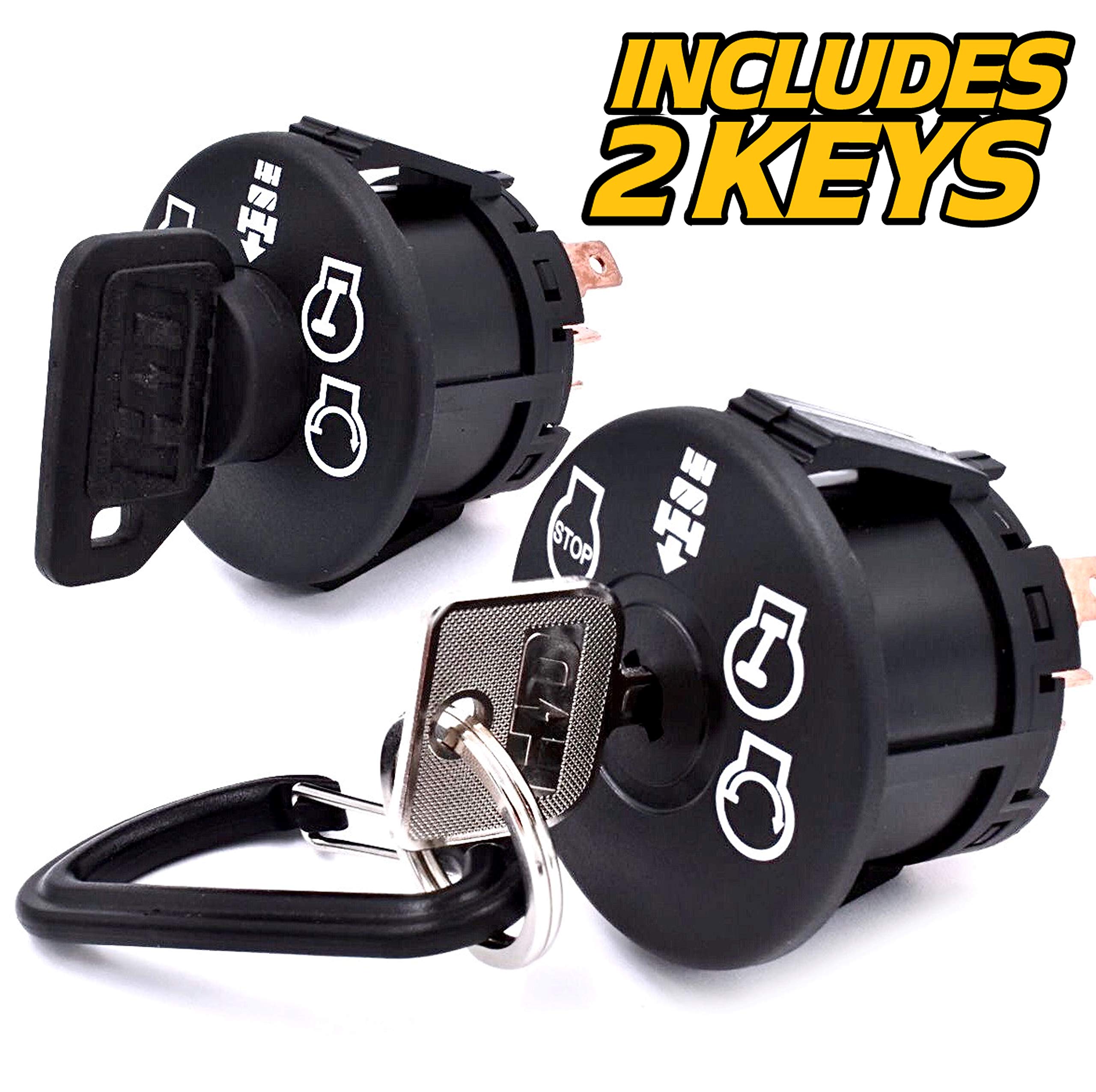 HD Switch Starter Ignition Key Switch with 2 Keys & Free Carabiner - Compatible with AYP, Husqvarna, Craftsman, Sears, Poulan Lawn Mower Rider 532193350 193350 - Perfect for Lawn Mower Maintenance & Tractor Repair