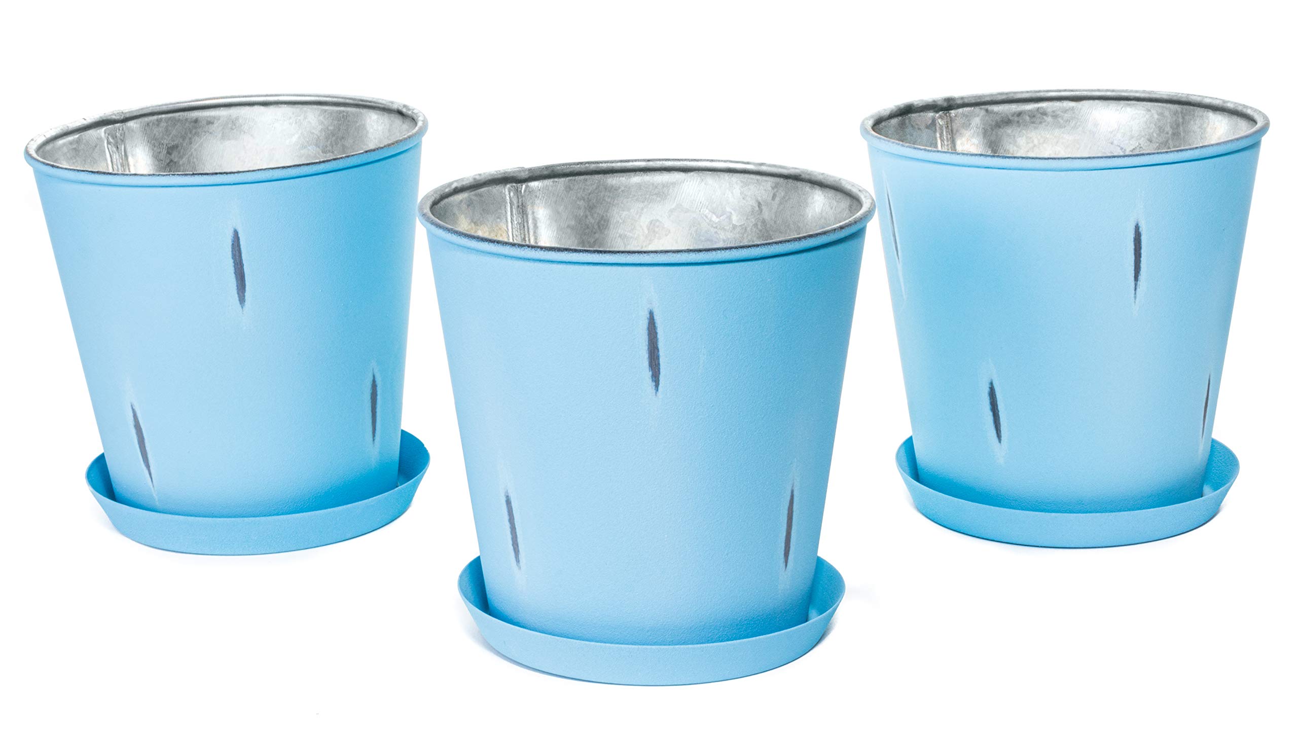 Monarch Abode 20810 Blue Stonewash Indoor Plant Pots (Set of 3) - Succulent & Flower Planters with Drainage Holes - Perfect for Home Decor, Office Desk, and Windowsill Gardens