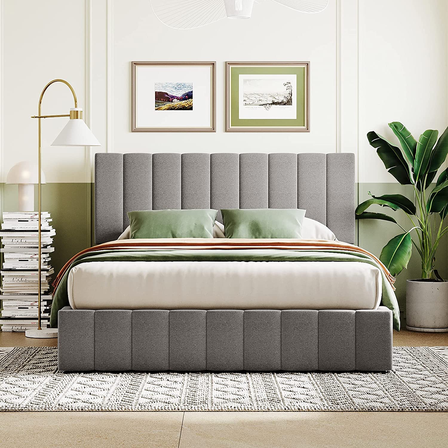Queen Size Upholstered Platform Bed with Hydraulic Storage System - Gray Wooden Bed Frame with Tufted Headboard & Underbed Storage | Perfect for Small Bedrooms, Guest Rooms & Space-Saving Solutions