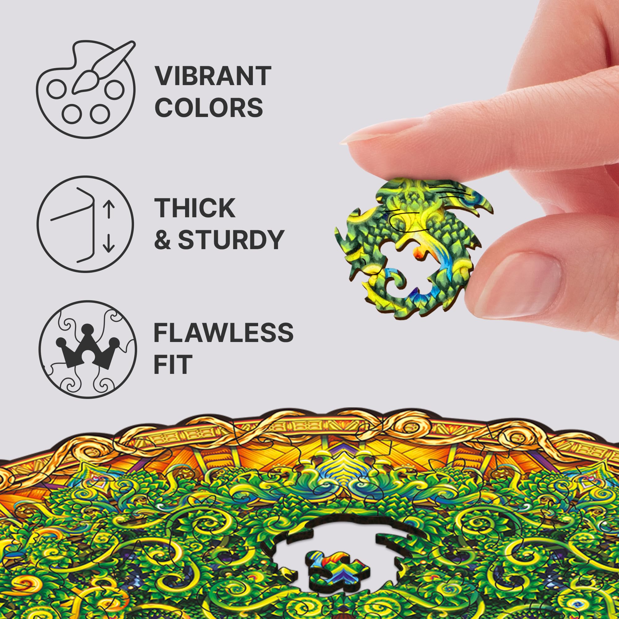 UNIDRAGON Original Wooden Jigsaw Puzzles 700 Pieces - Mandala Tree of Life Art, 17.7x17.7 Inch Large Puzzle, Unique Shaped Pieces, Premium Gift for Adults & Teens | Home Decor, Stress Relief, Family Game Night
