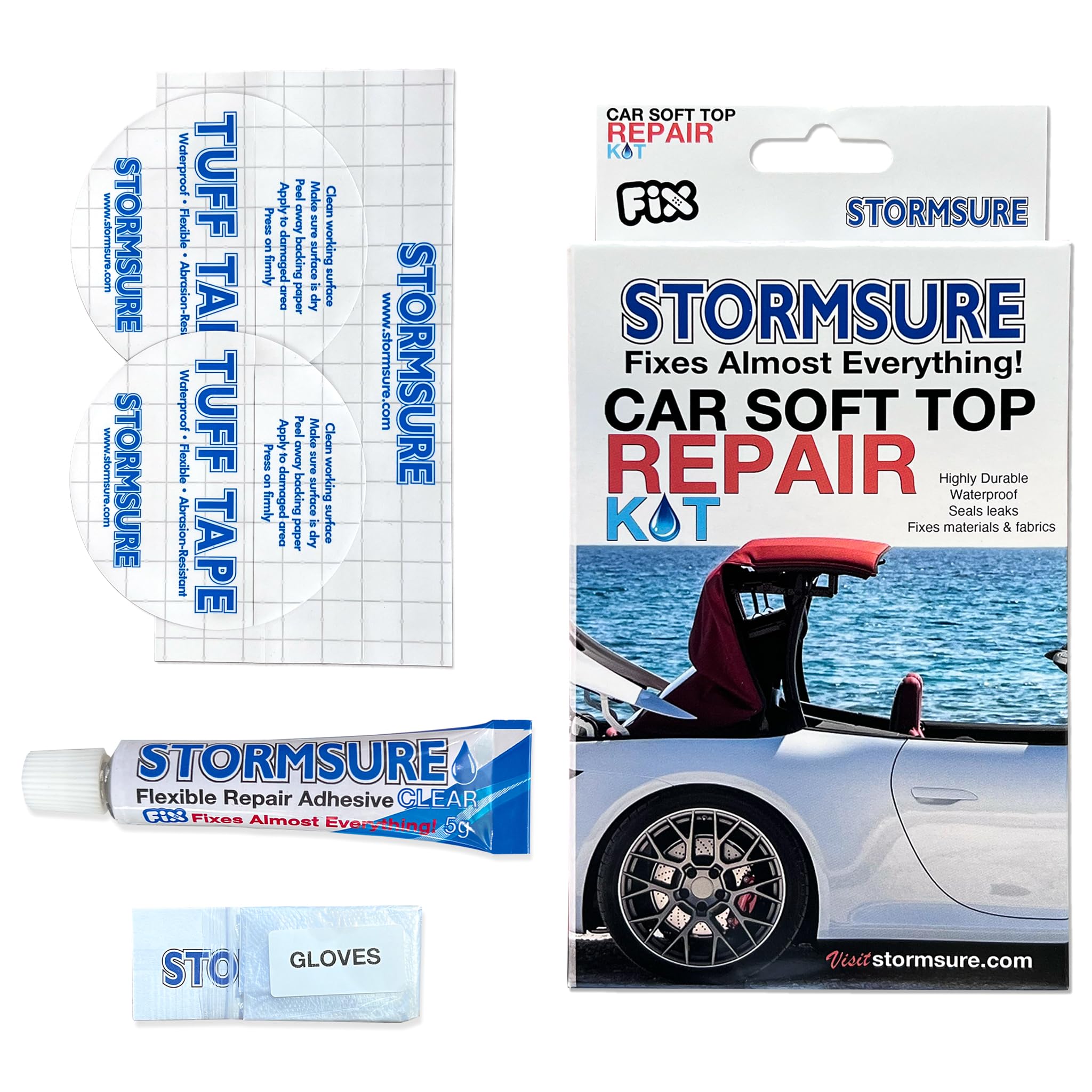 Stormsure Car Soft Top Repair Kit - Waterproof & Durable Vinyl Repair for Convertibles - Fix Tears, Holes & Leaks - Perfect for Jeep, BMW & More (Great for Road Trips & Outdoor Adventures)