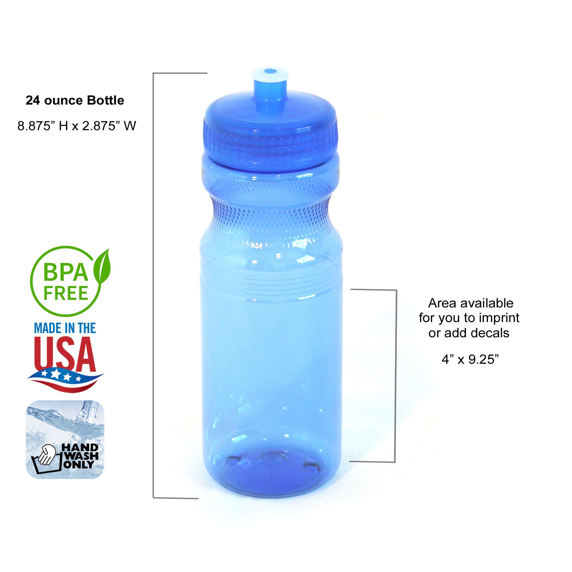 BPA-Free 24oz Water Bottles (100 Pack) - Made in USA - Durable & Reusable Plastic Bottles for Gym, Office, School, Sports & Outdoor Activities