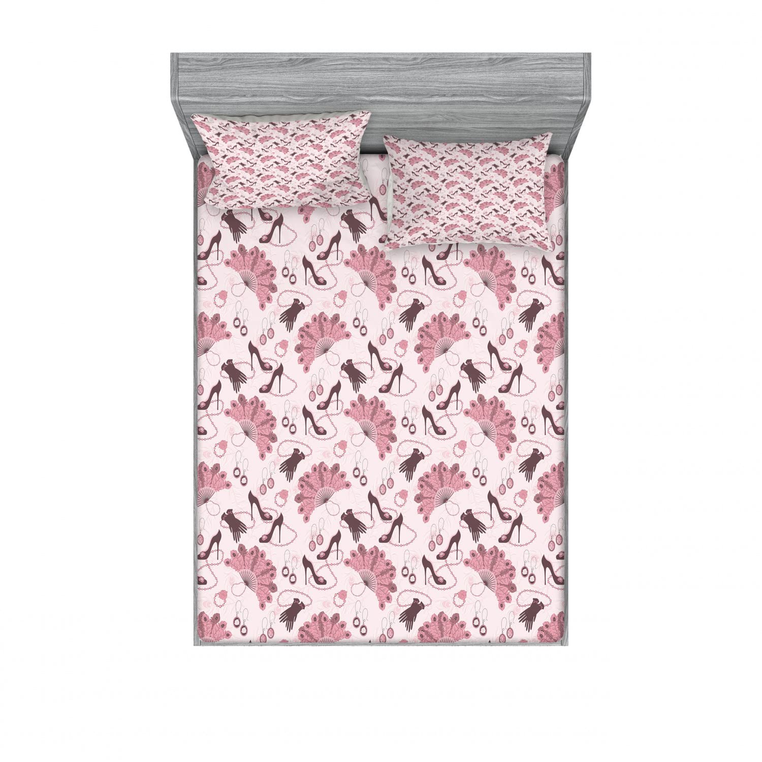 Vintage 2-Pack Full Size Fitted Sheet & Pillow Sham Set - Retro Floral Bedding Collection (4-Piece) with 2 Fitted Sheets & 4 Pillow Covers in Pale Pink - Perfect for Guest Rooms, Dorm Decor & Boho Chic Bedroom Makeovers