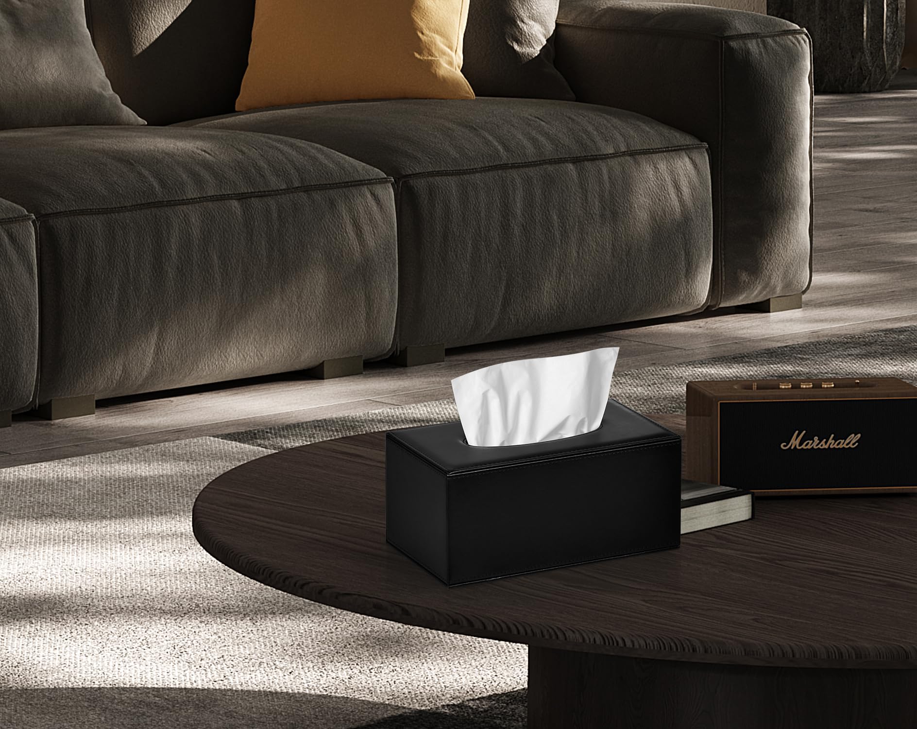 Black Rectangular Tissue Box Cover - Stylish Bathroom Tissue Holder for Home & Office Decor | Perfect for Vanity, Countertop, and Shelf Organization