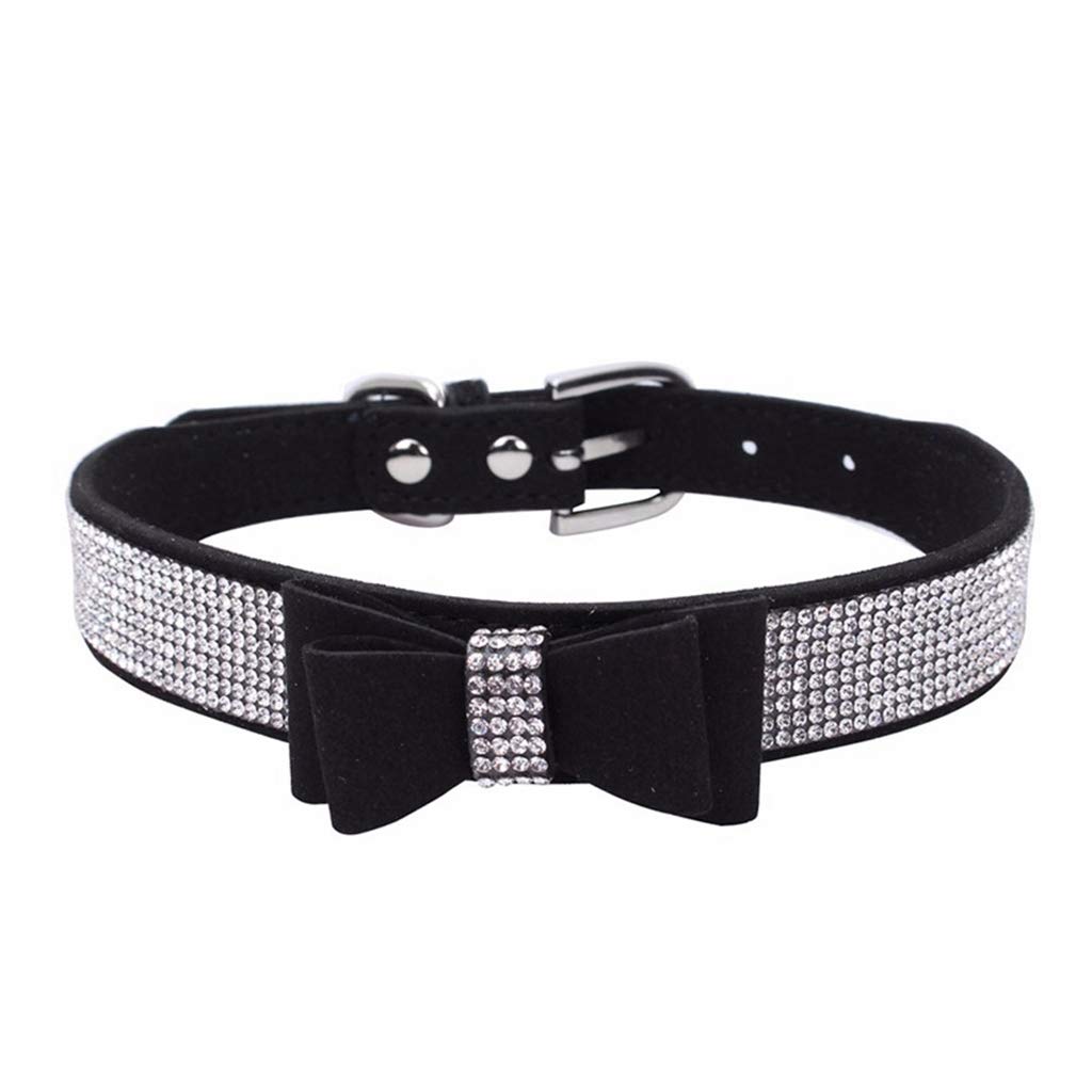 Sparkling Rhinestone Dog Collar - Soft Suede Leather Pet Collar with Crystal Diamonds for Small Dogs & Cats | Perfect for Parties, Weddings & Special Occasions