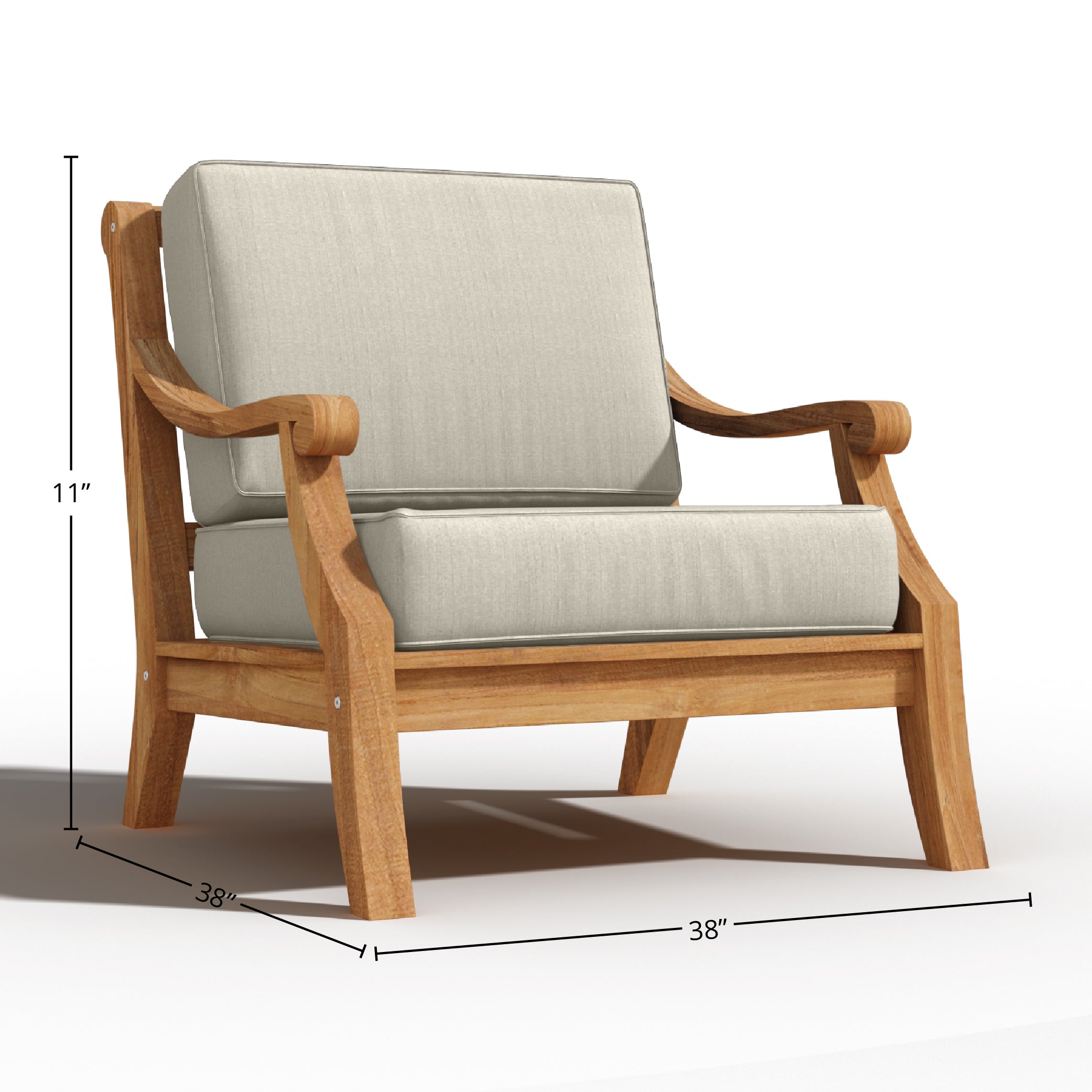Premium 4-Piece Teak Outdoor Patio Deep Seating Set with Sunbrella Cushions - Durable All-Weather Furniture for Backyard, Poolside & Garden Relaxation