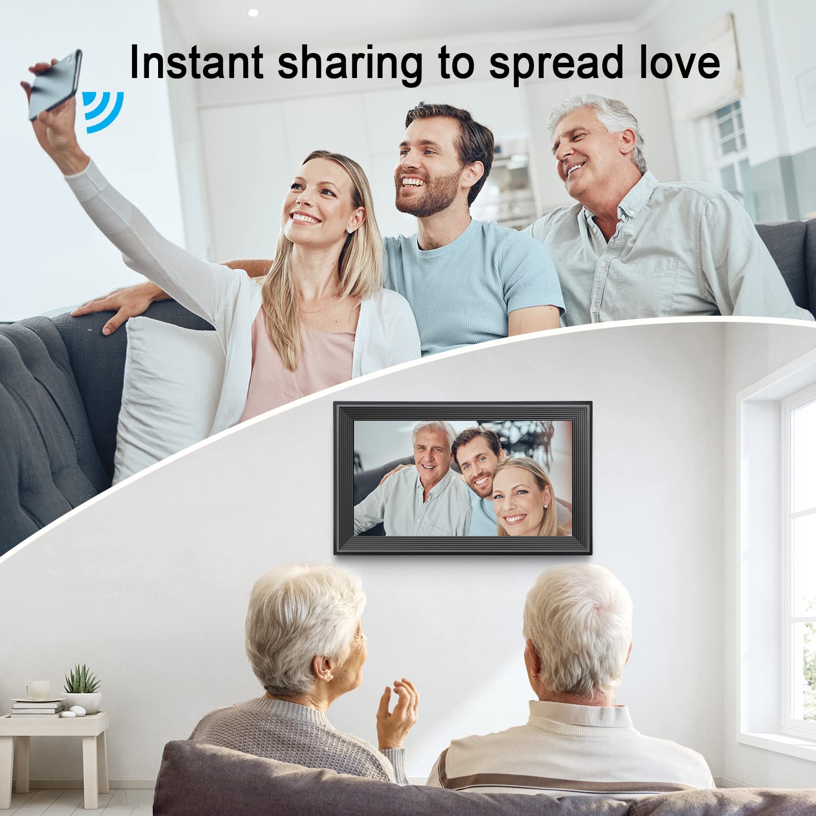 16 Inch WiFi Digital Picture Frame with Touch Screen - 32GB Storage Smart Digital Photo Frame for Home & Office - Perfect Gift for Women, Men, Mom, Dad - Display Family Photos, Artwork & Memories in HD