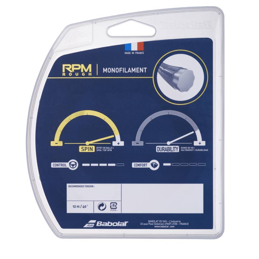 Babolat RPM Rough 16/1.30 Tennis String (Black) | High-Performance Polyester Tennis Racket String for Spin & Control | Perfect for Competitive Play & Tournament Matches
