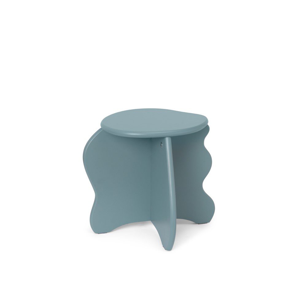 FERM LIVING Slope Stool in Storm - Modern Scandinavian Side Table for Living Room, Bedroom & Office - Compact Stool with Minimalist Design for Small Spaces